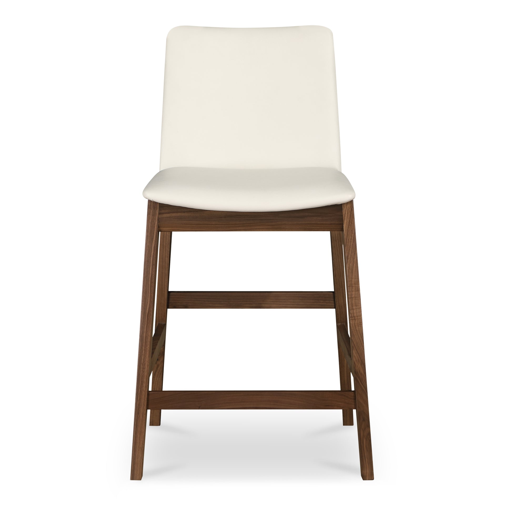 Ismara Counter Stool, Vegan Leather Upholstery, Seat Height 26", Solid Walnut Frame, White