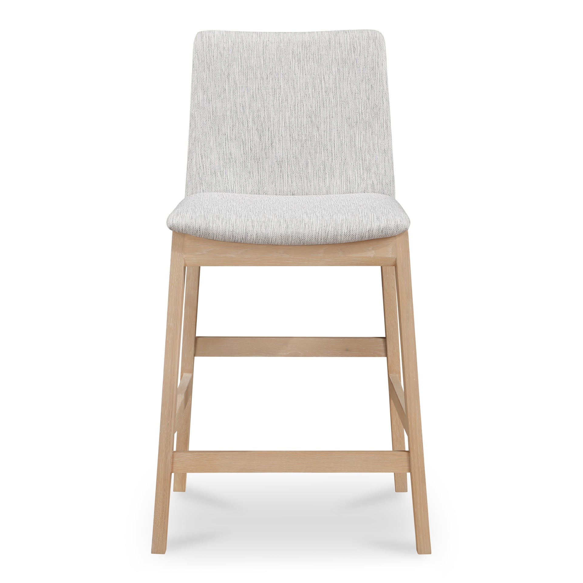 Ismara Counter Stool, Polyester Upholstery, Seat Height 26", Solid White Oak Frame, Light Grey