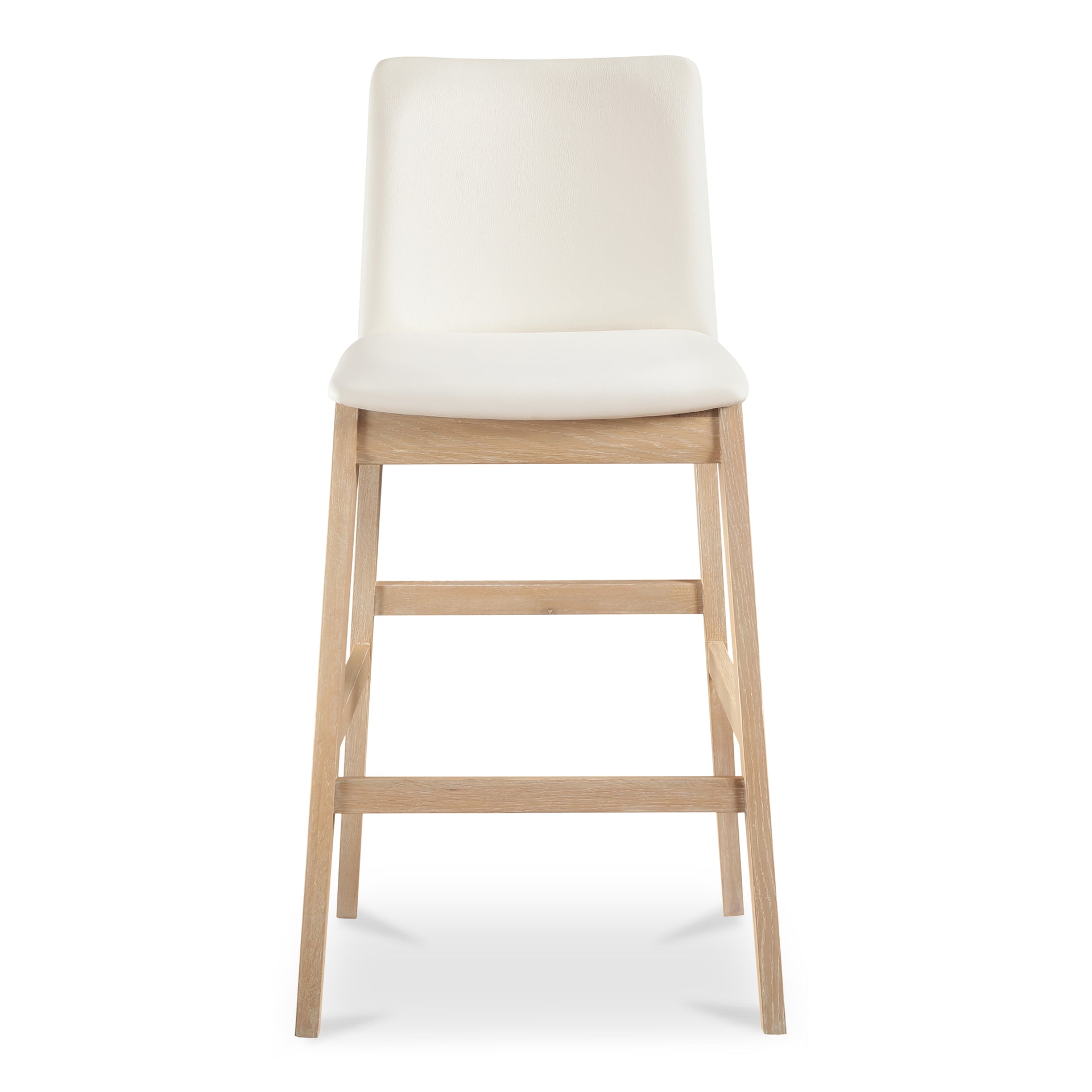 Ismara Bar Stool, 30" Tall, Solid White Walnut Frame, Metal Reinforcement, White Vegan Leather Upholstery