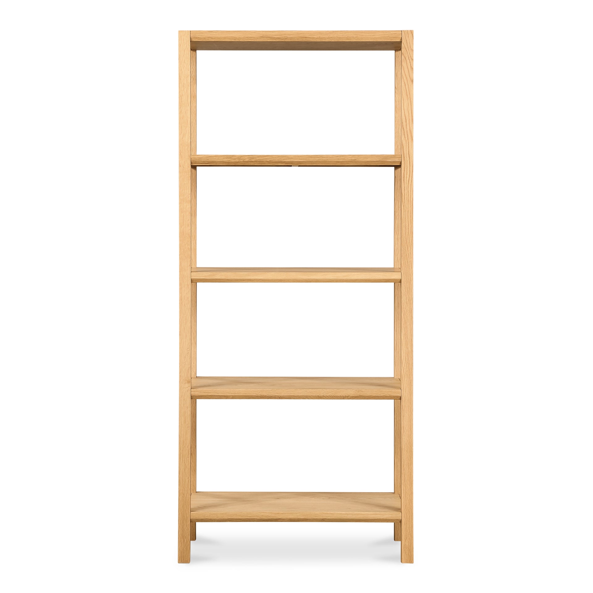 Corlina Bookshelf, Solid White Oak Frame with 4 Oak Veneer Shelves, Natural Finish