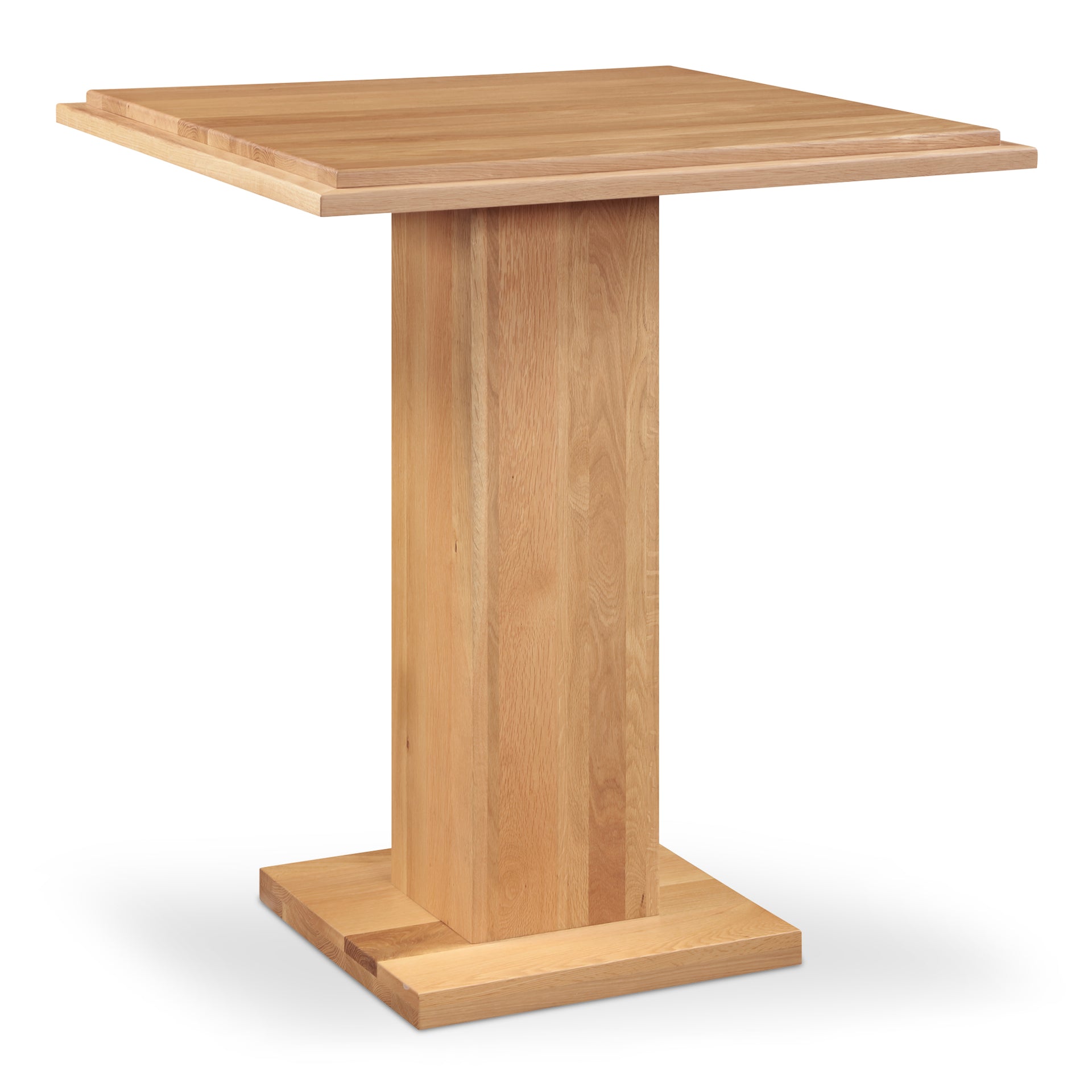 Calyx Bar Table, Double Square Top with Rectangular Post, Solid Oak Seats 4, Natural Finish