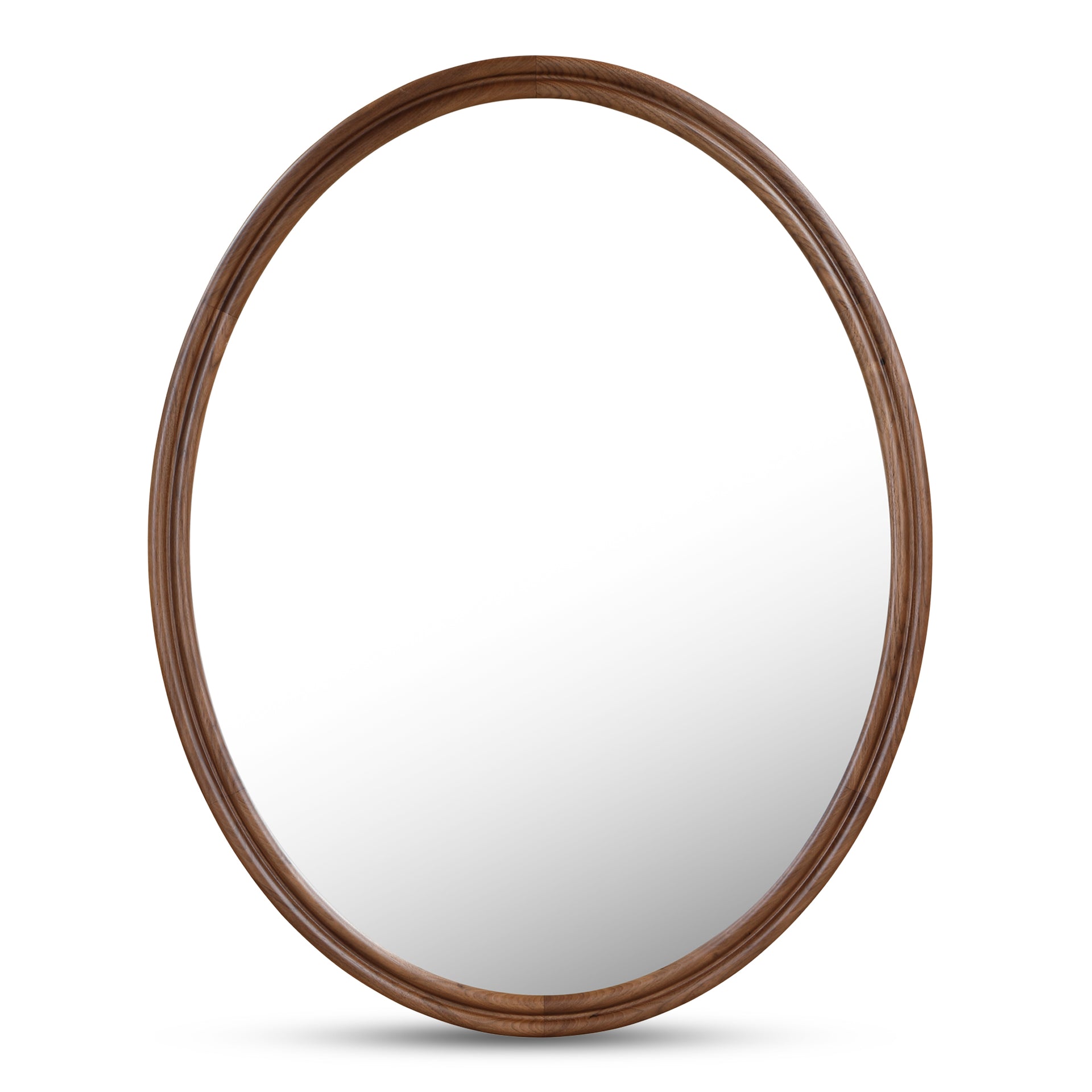 Olyen Mirror, Oval Solid Walnut Frame with Double Edge Detail, Natural Walnut