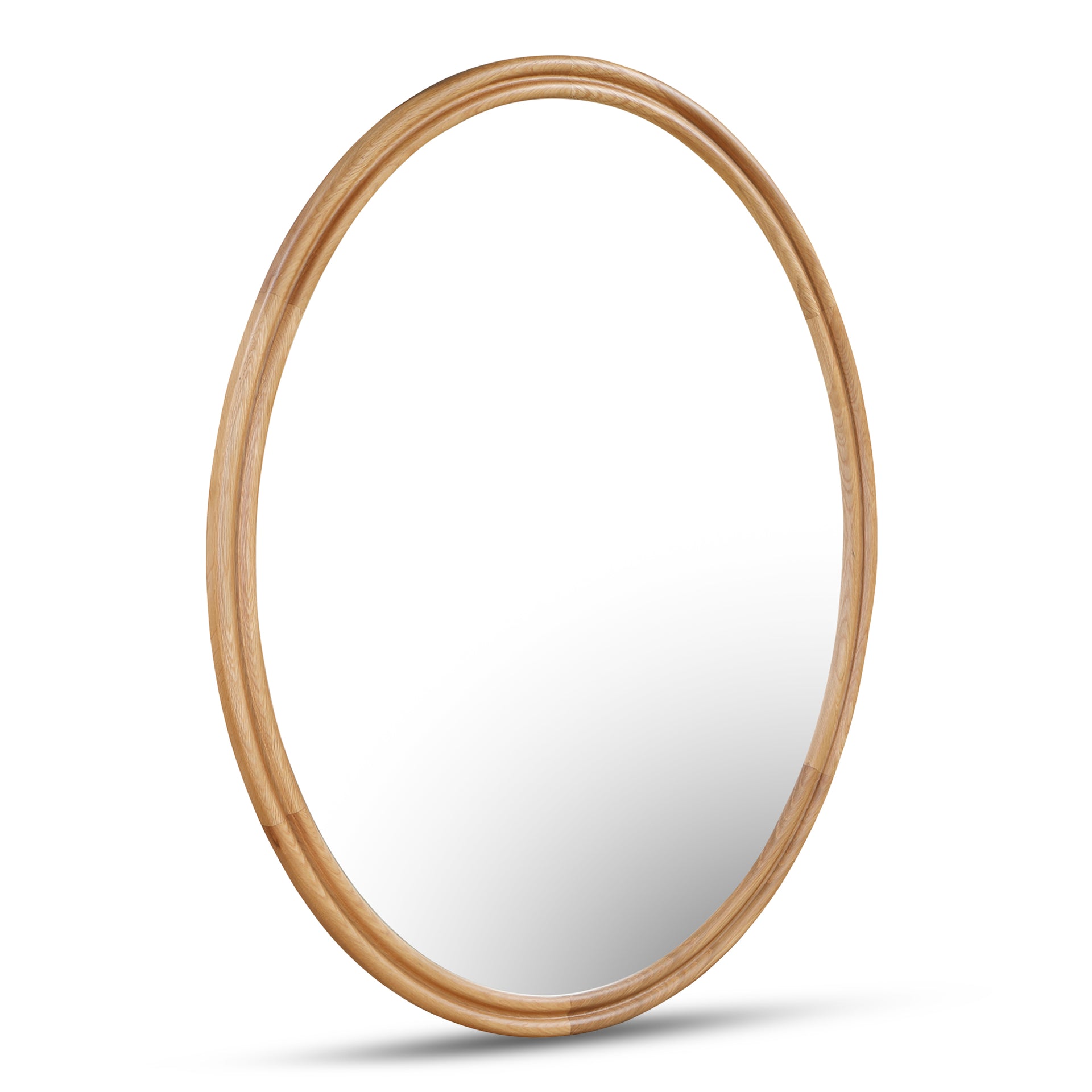 Olyen Mirror, Oval Solid Oak Frame with Double Edge Detail, Natural Oak