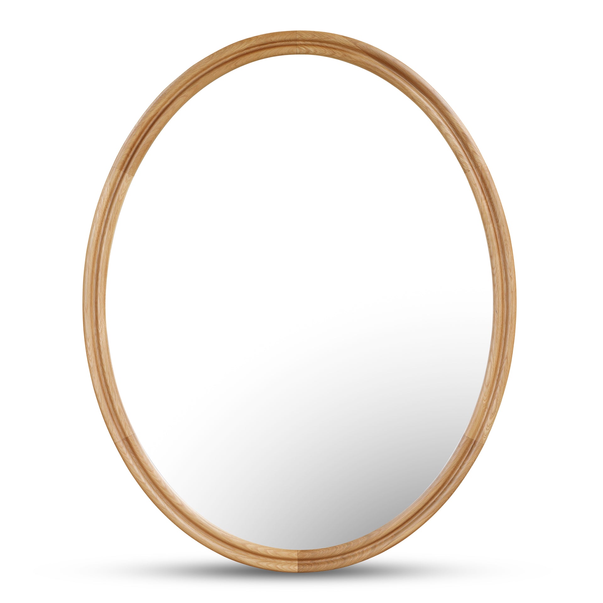 Olyen Mirror, Oval Solid Oak Frame with Double Edge Detail, Natural Oak