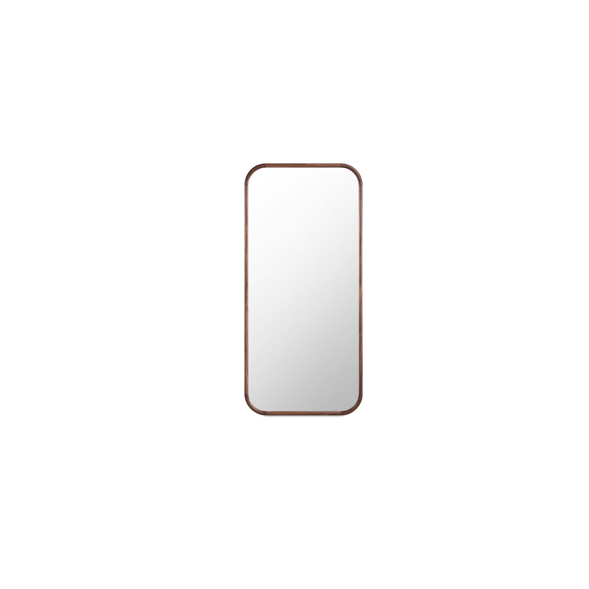 Arlen Floor Mirror, Rounded-Corner Solid Walnut, Natural Finish