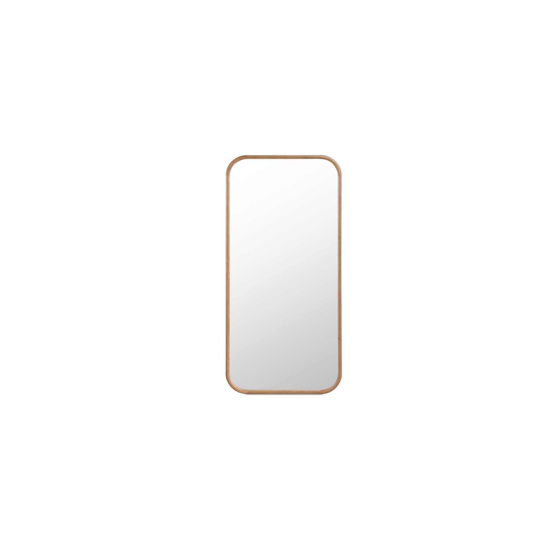 Arlen Floor Mirror, Rounded-Corner Solid Oak, Natural Finish