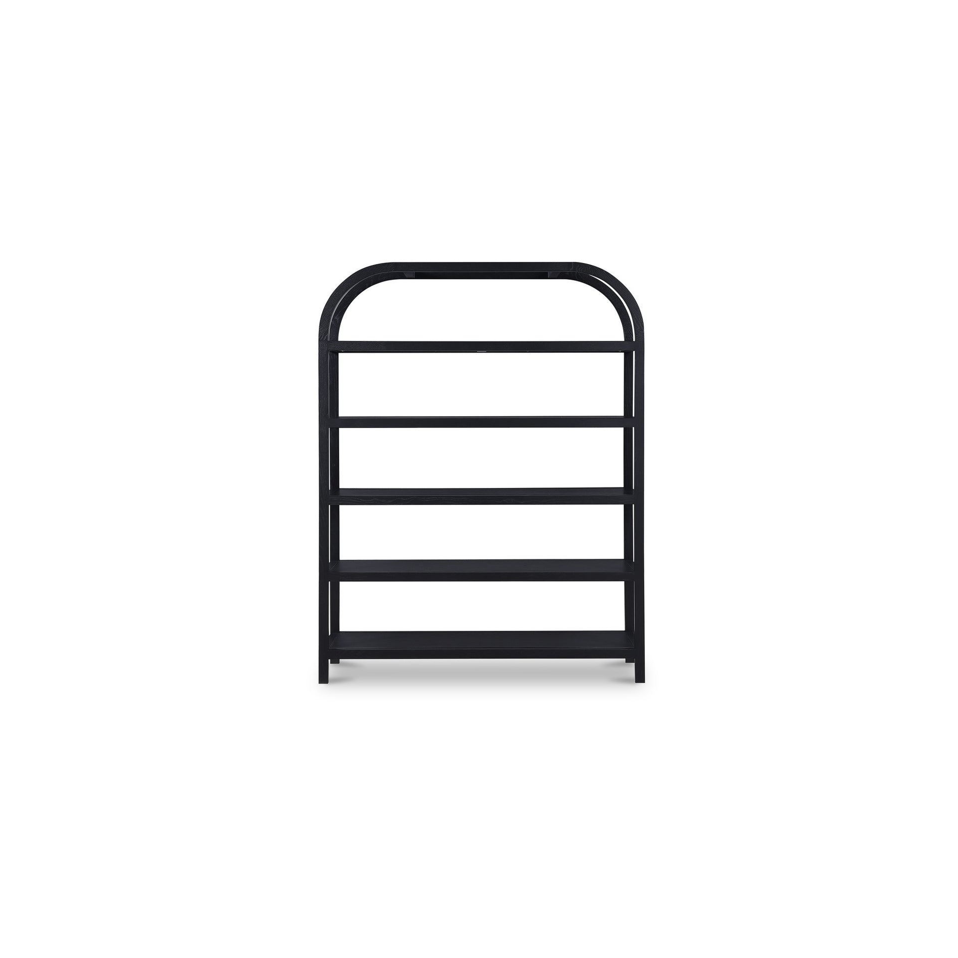 Thalassa Bookshelf, Solid Oak, Arched Support, Open Display Shelves, Scratch Resistant, Black