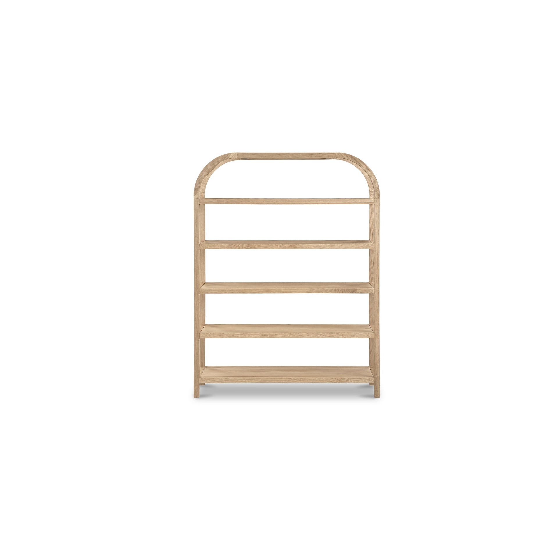 Thalassa Bookshelf, Solid Oak, Arched Support, Open Display Shelves, Scratch Resistant, Natural