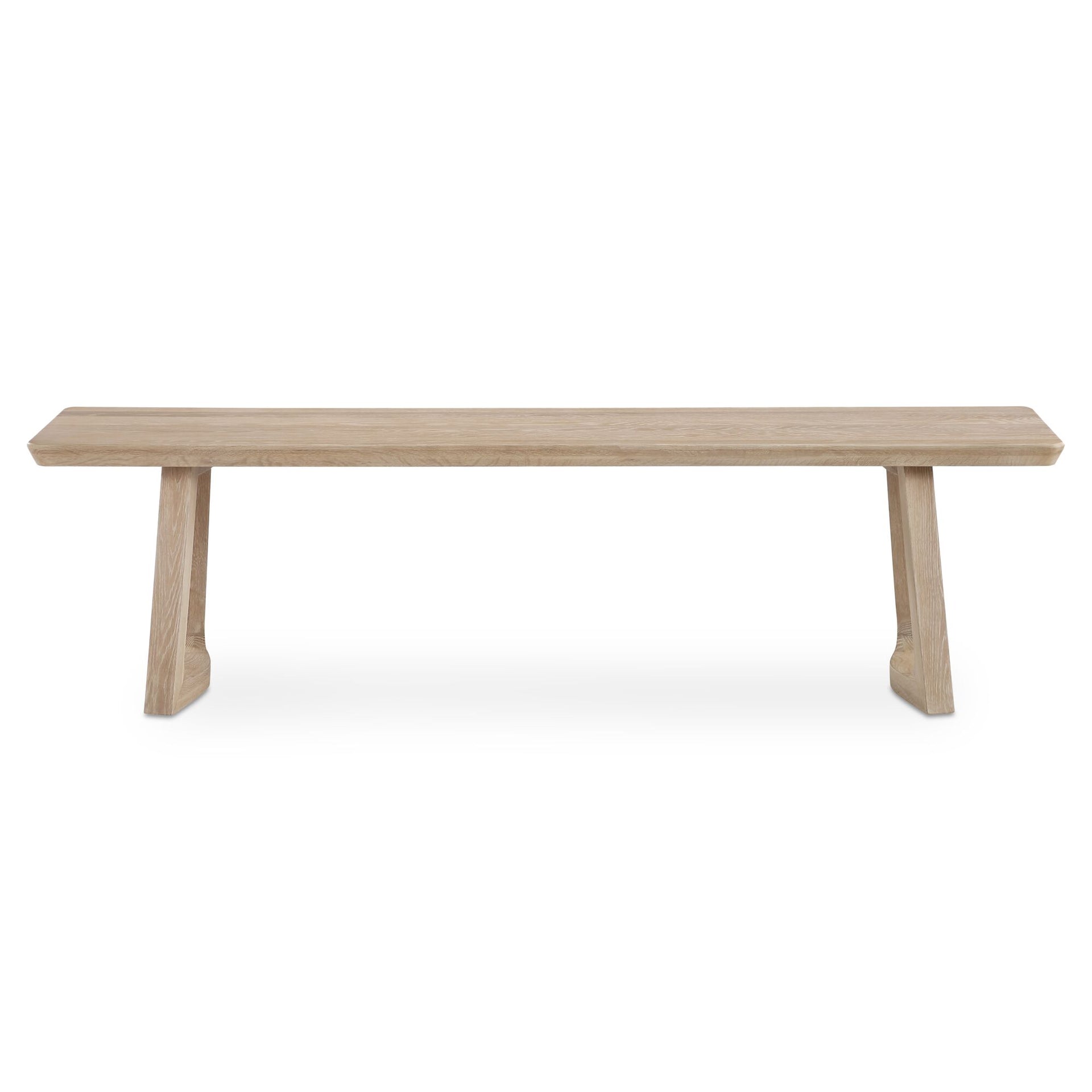 Denver Dining Bench, Solid Oak, Open Base, Backless Design, Seats Three, Oak