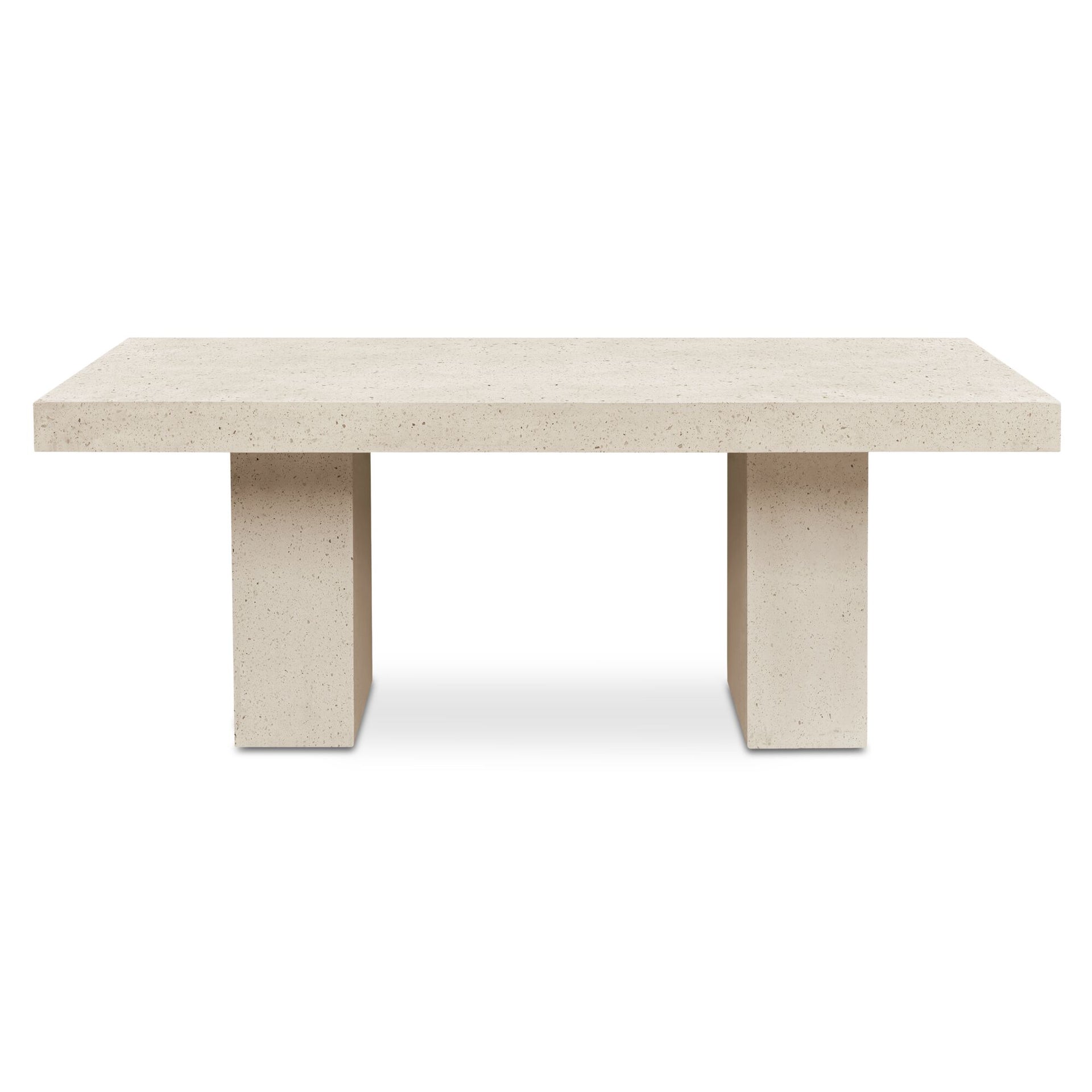 Sionis Outdoor Dining Table, Rectangular, Concrete Fiber Blend, Pillar Legs, Seats Six, Indoor-Outdoor Use, Terrazzo