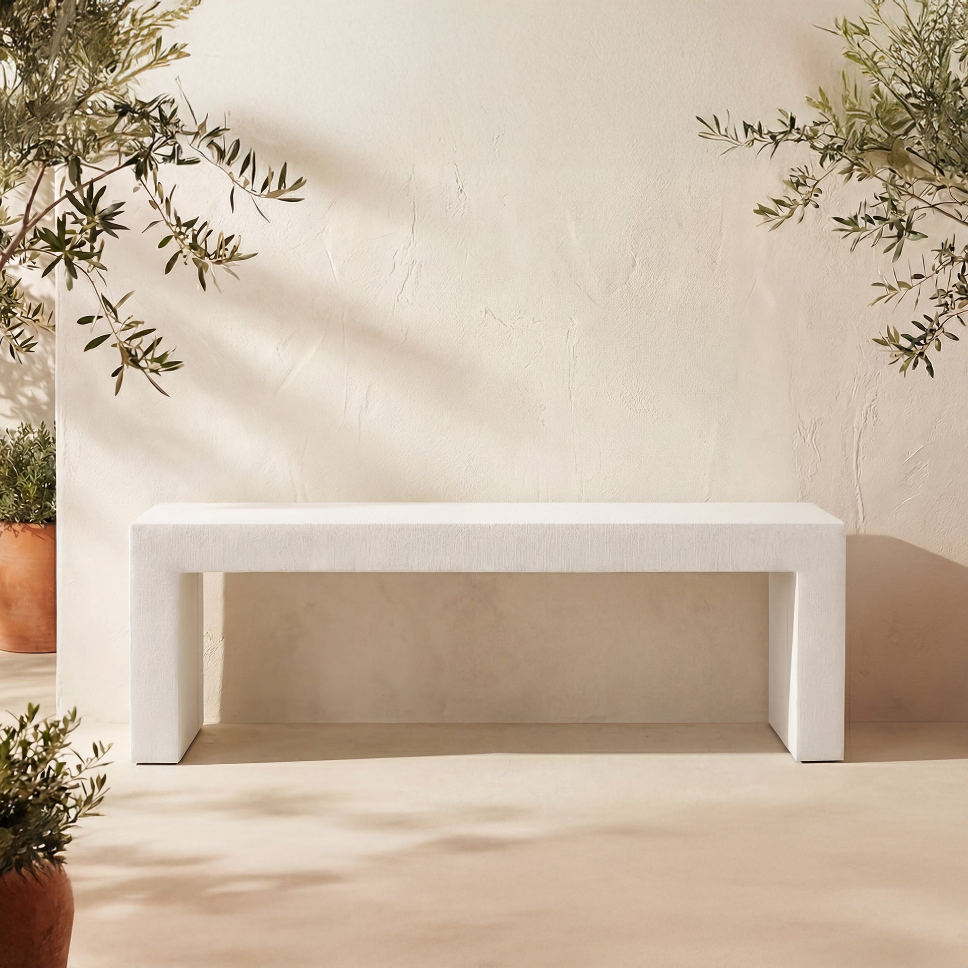 Revive Bench, Fiber-Reinforced Natural Concrete, Seats 3, White
