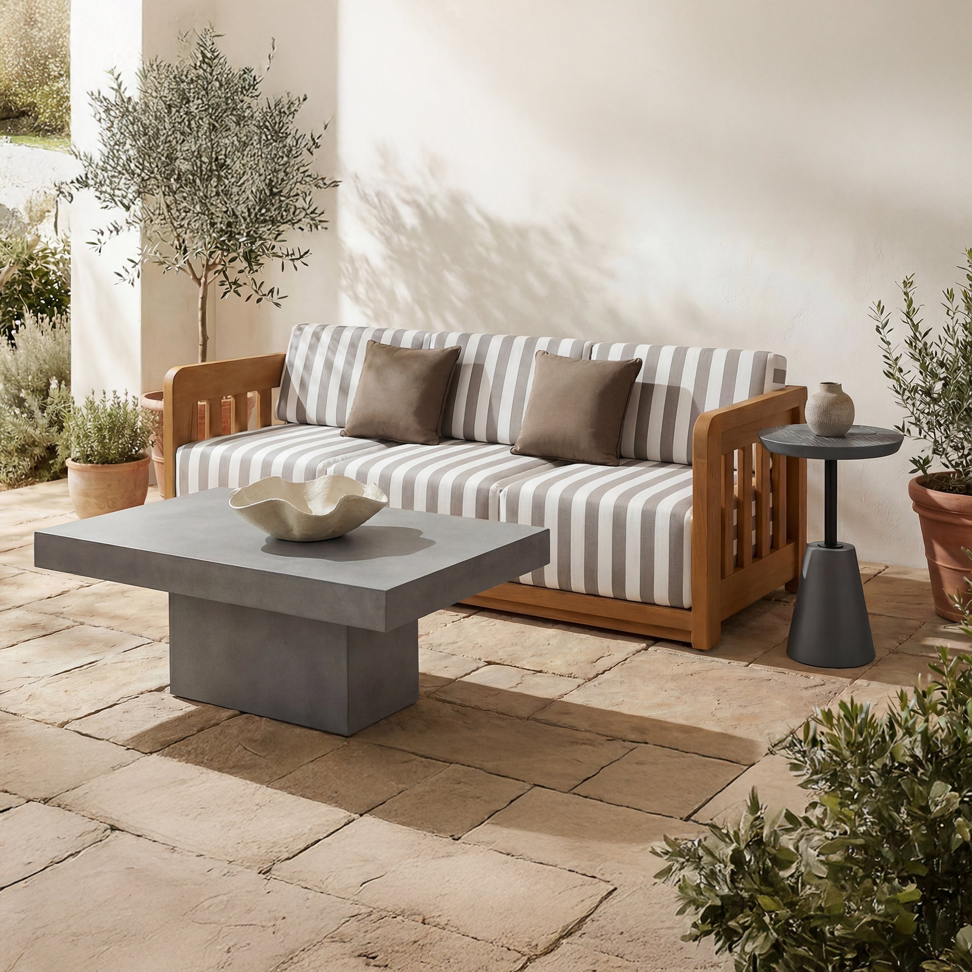 Macon, Contemporary Coffee Table Rectangular Shape Fibre Reinforced Natural Concrete, Dark Grey