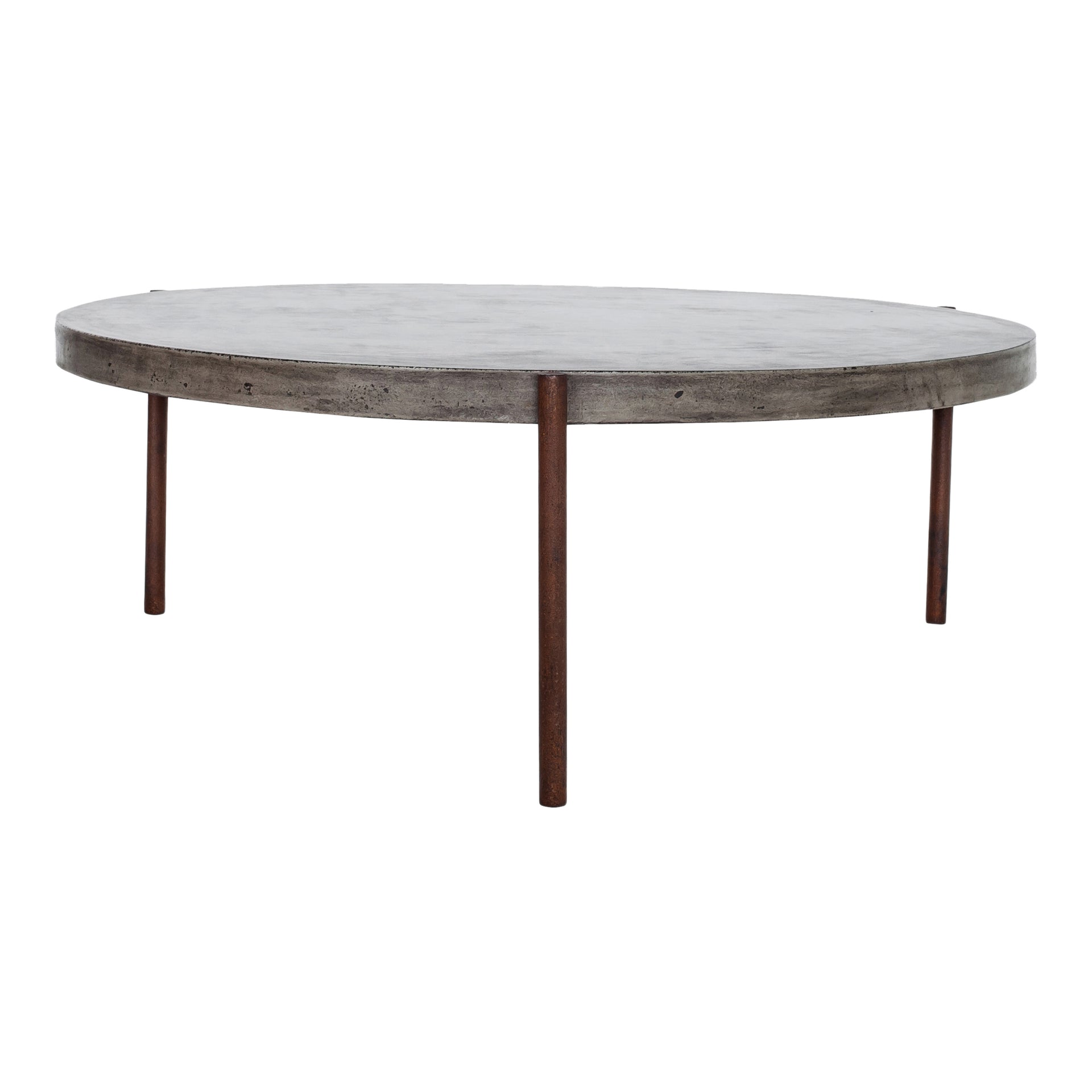 Nina, Coffee Table Round Fiber-Reinforced Natural Concrete, Steel Legs, Grey