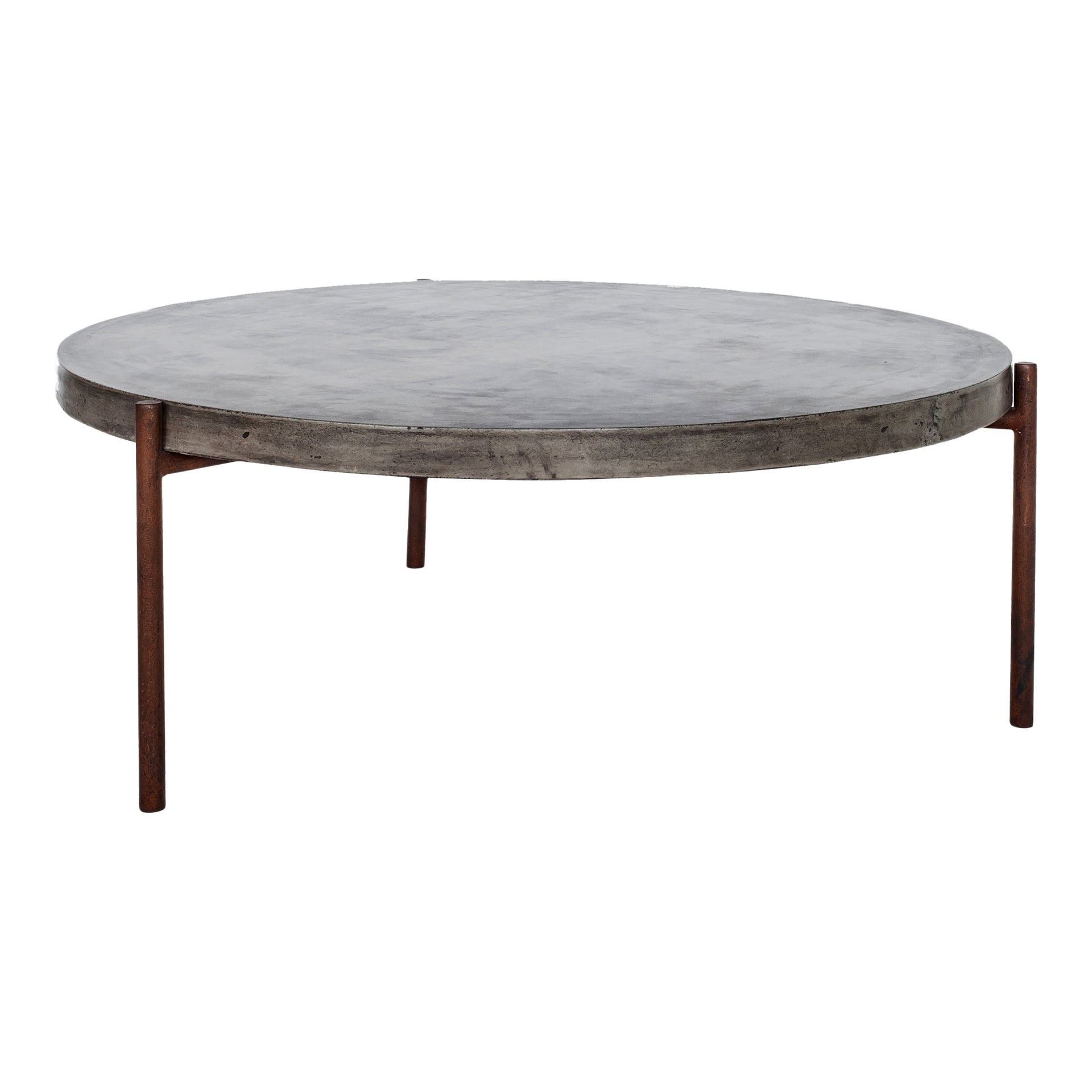 Nina, Coffee Table Round Fiber-Reinforced Natural Concrete, Steel Legs, Grey