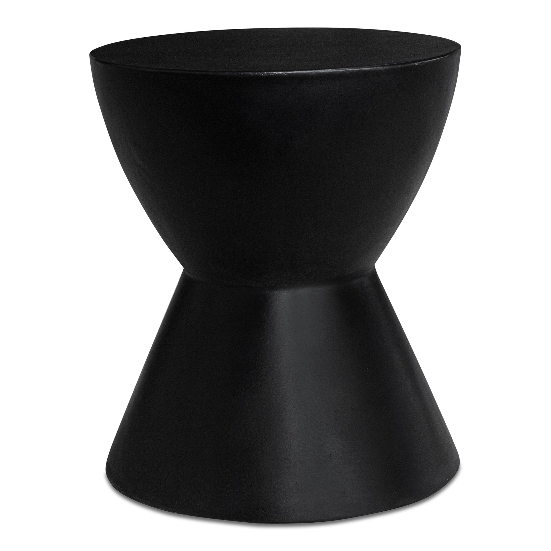 Cillian Accent Stool, Round Fibre Reinforced Natural Concrete, Terrazzo Finish, Black
