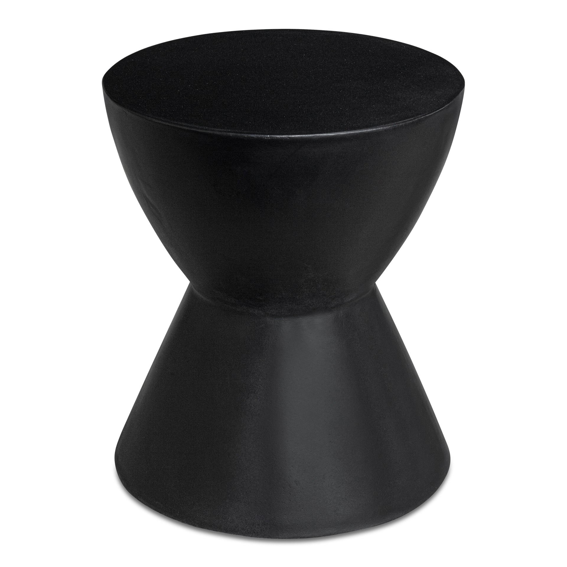 Cillian Accent Stool, Round Fibre Reinforced Natural Concrete, Terrazzo Finish, Black
