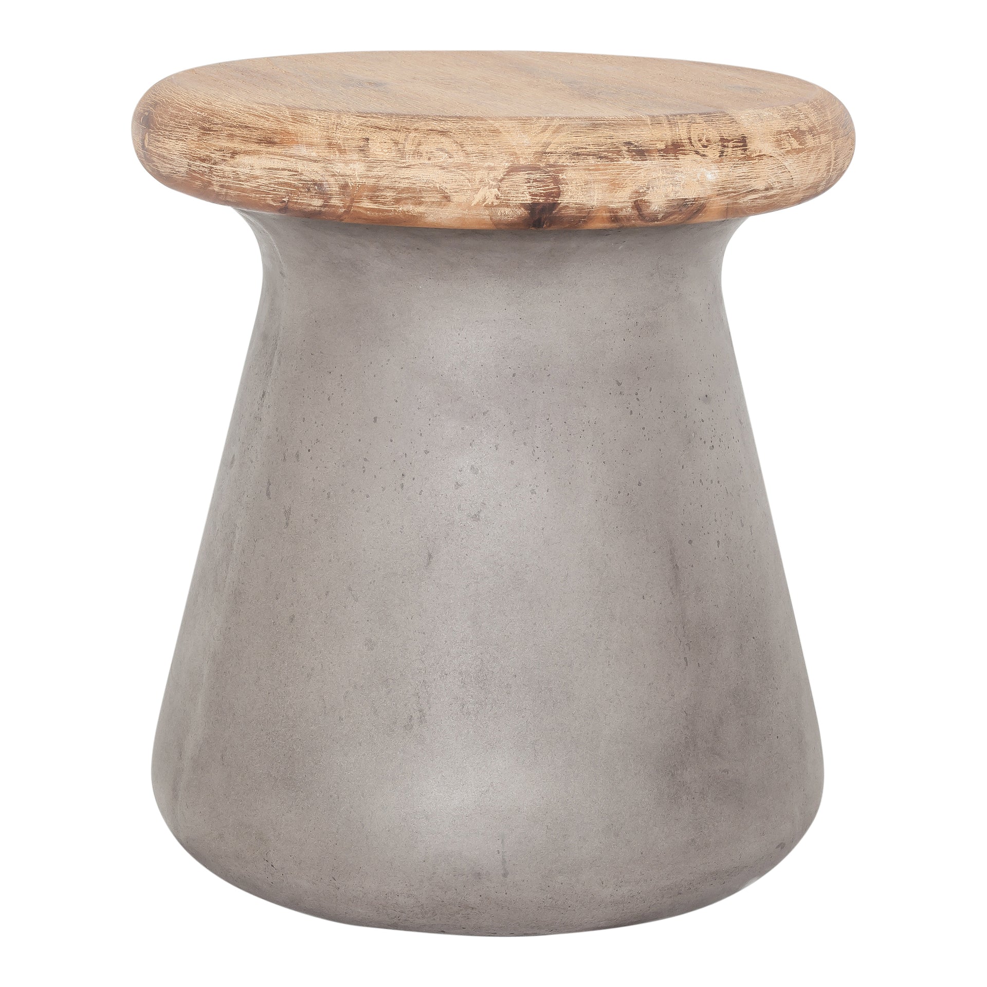 Emberlynn, Stool, Fiber Reinforced Natural Concrete, Solid Acacia Seat, Dark Grey