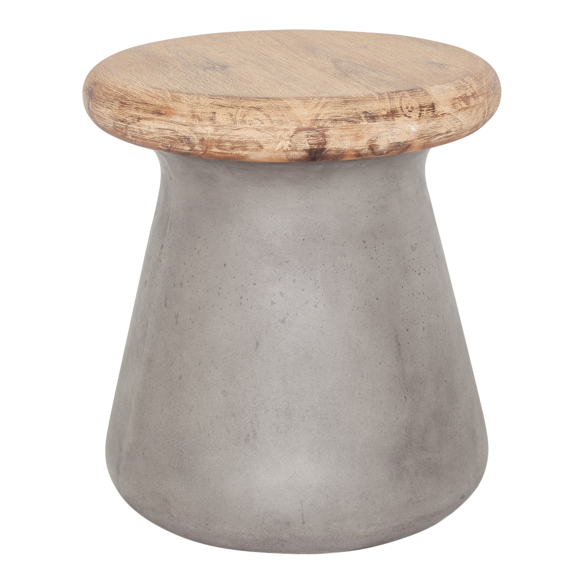 Emberlynn, Stool, Fiber Reinforced Natural Concrete, Solid Acacia Seat, Dark Grey
