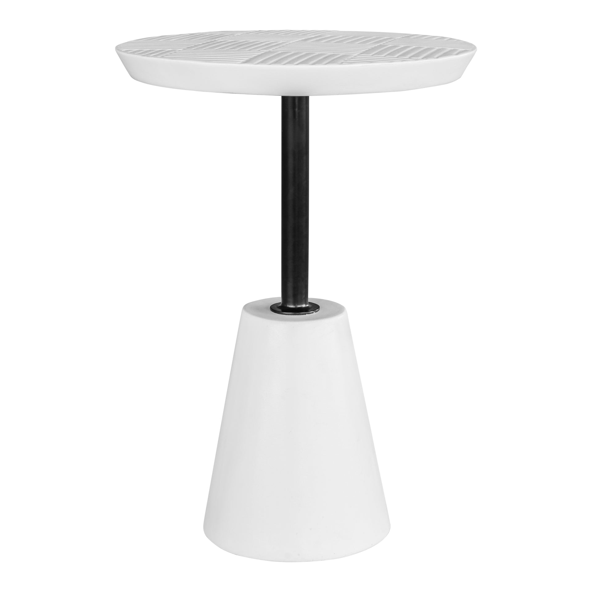 Apollo Accent Table, Fiber Reinforced Natural Concrete with Steel Frame, White