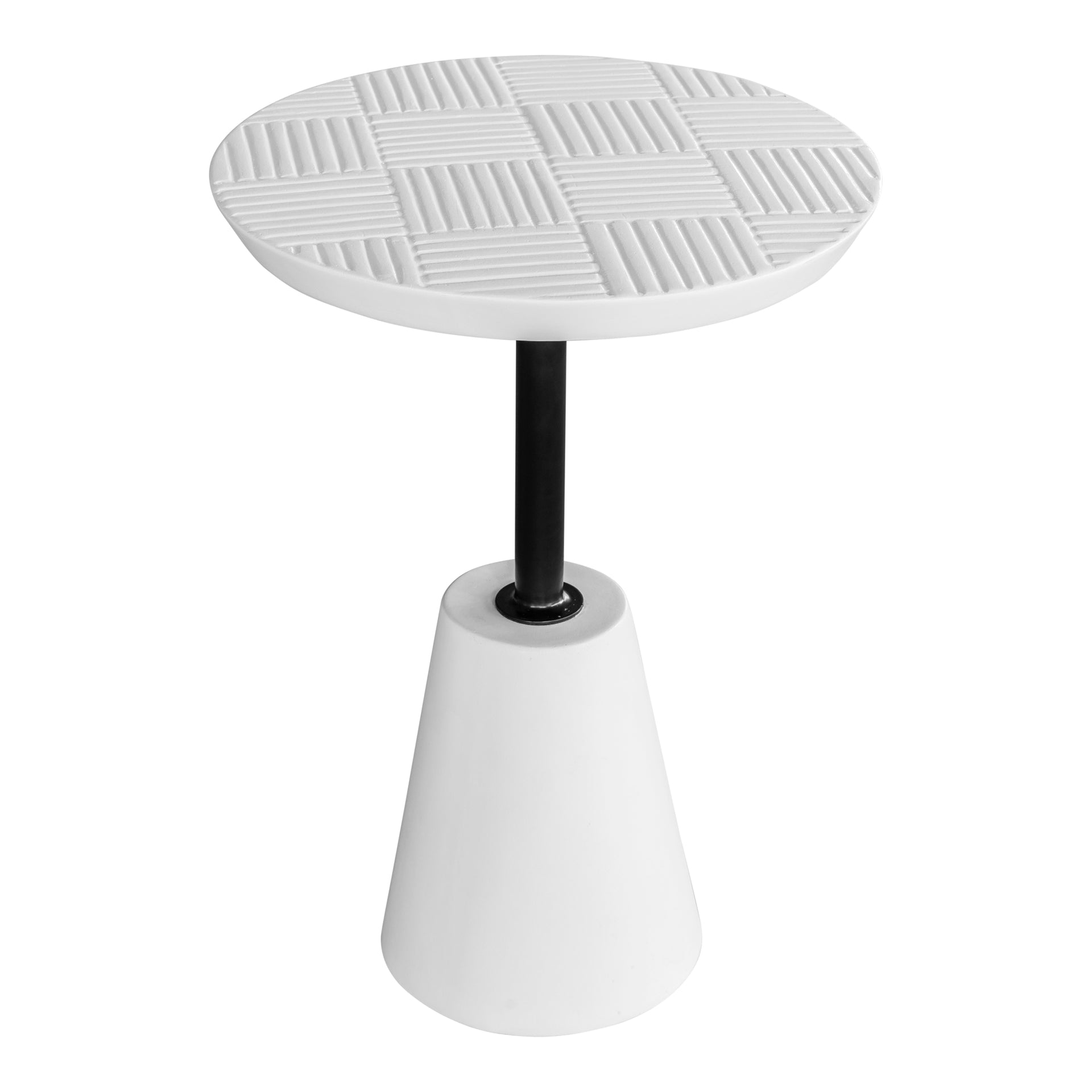 Apollo Accent Table, Fiber Reinforced Natural Concrete with Steel Frame, White