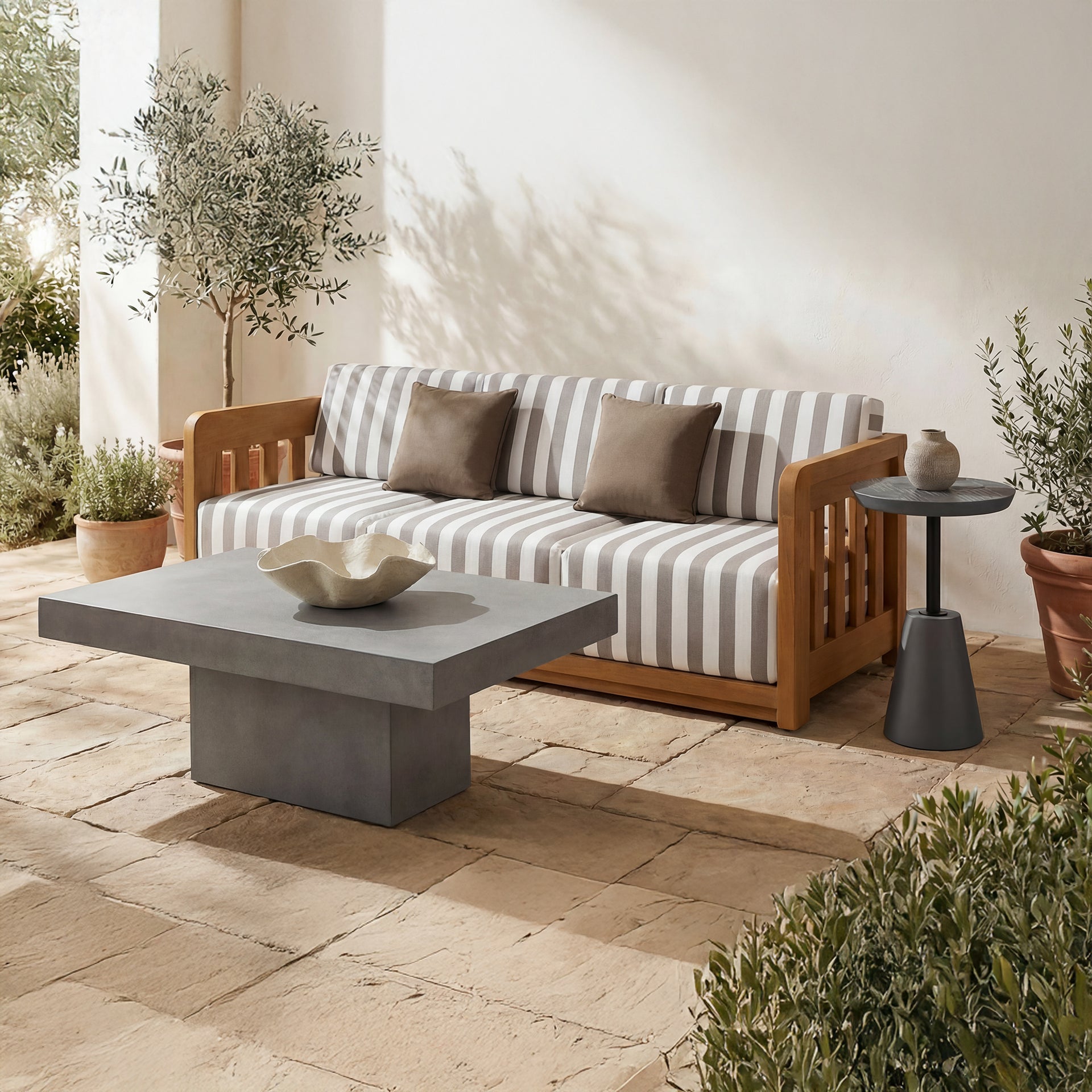 Apollo Accent Table, Fiber Reinforced Natural Concrete with Steel Frame, Grey