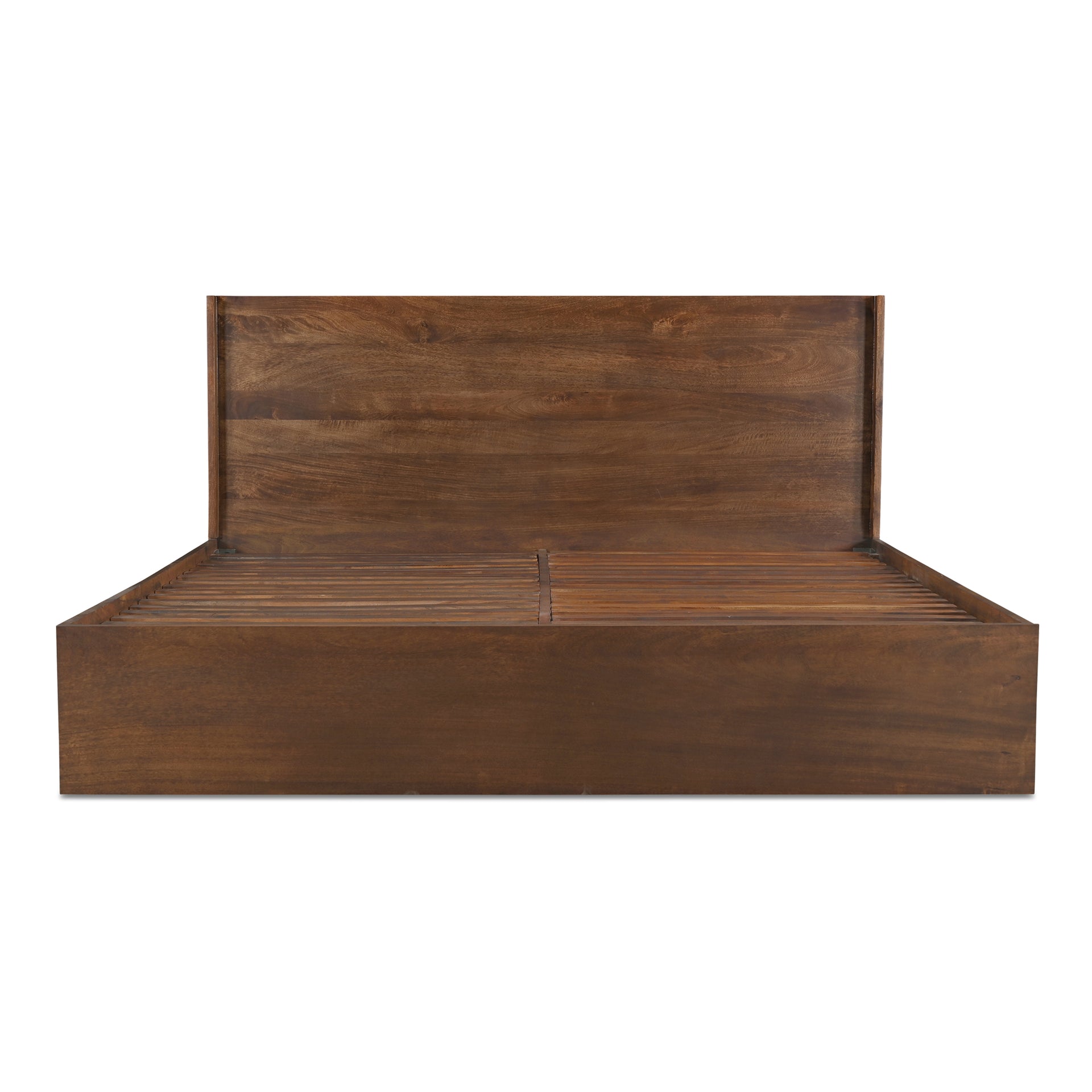 Isaiah, Queen Bed, Solid Mango Wood, Acacia Wood Slats, Dark Brown