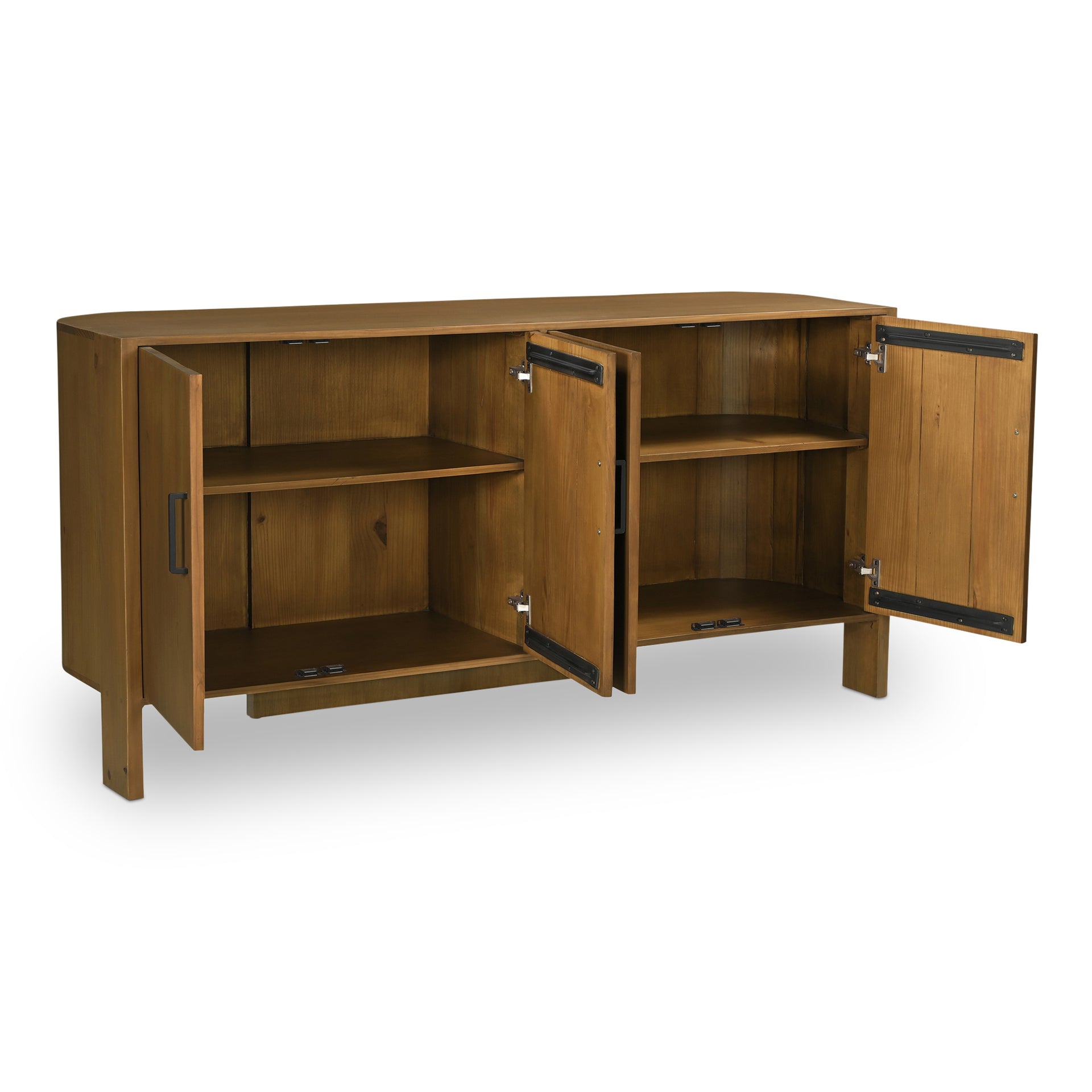 Malachai Sideboard, Solid Pine Wood, Three-Legged Curved Design, Soft-Close Drawers, Brown