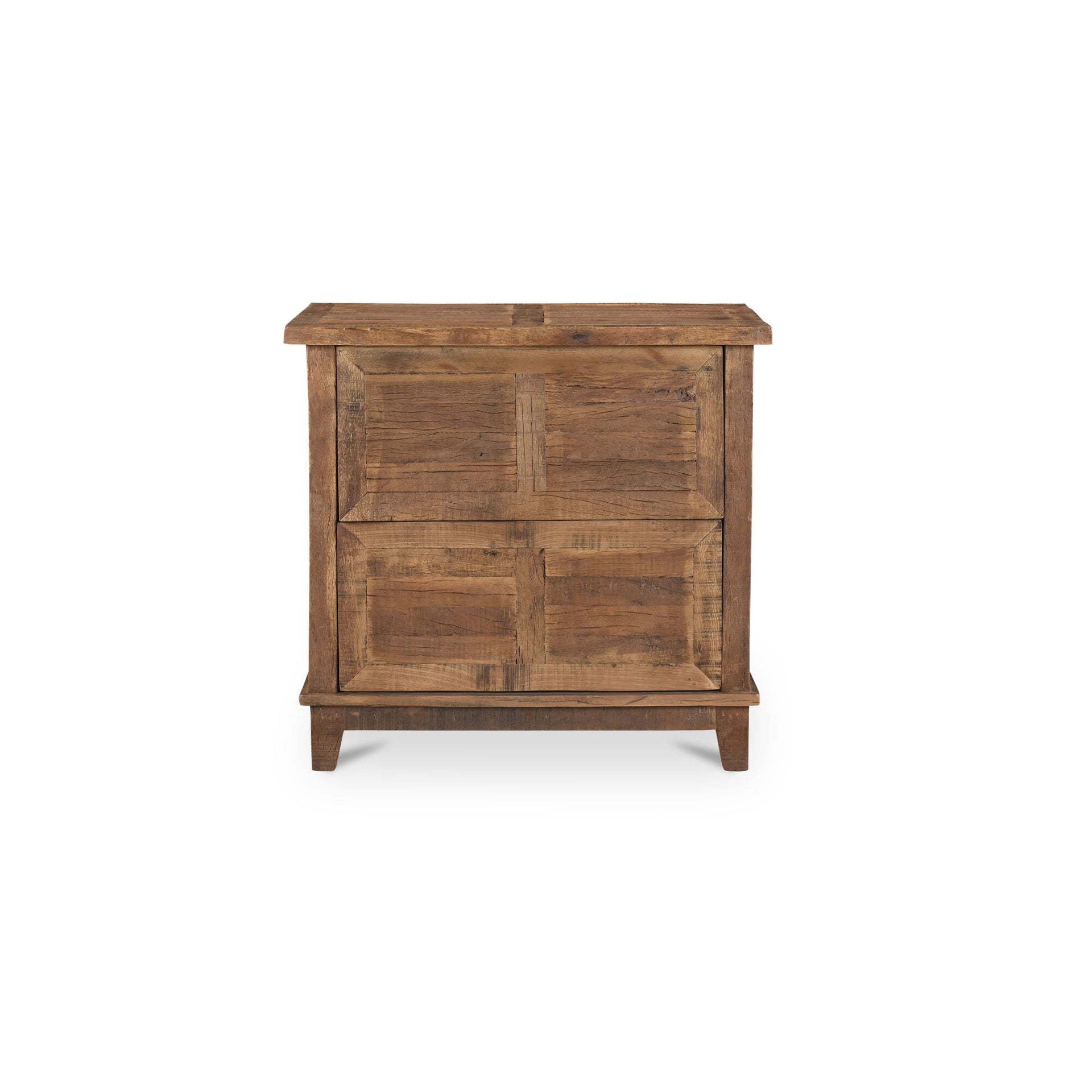 Elrican Nightstand, Reclaimed Railway Sleeper Wood, Weathered Pattern Detailing, Brown