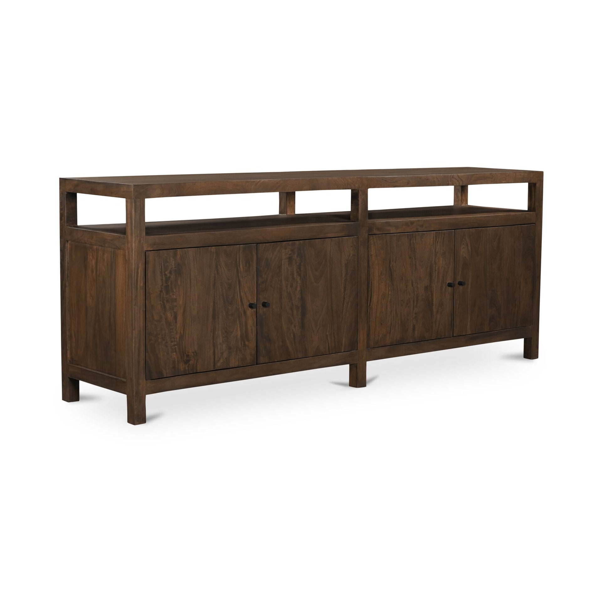 Tindall Sideboard, Neem Wood, Open and Closed Shelving, Dark Brown