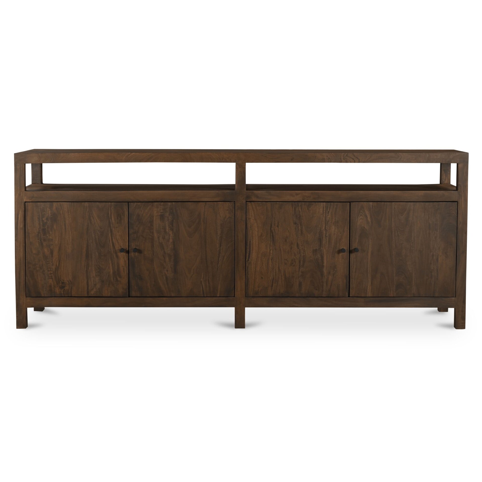 Tindall Sideboard, Neem Wood, Open and Closed Shelving, Dark Brown