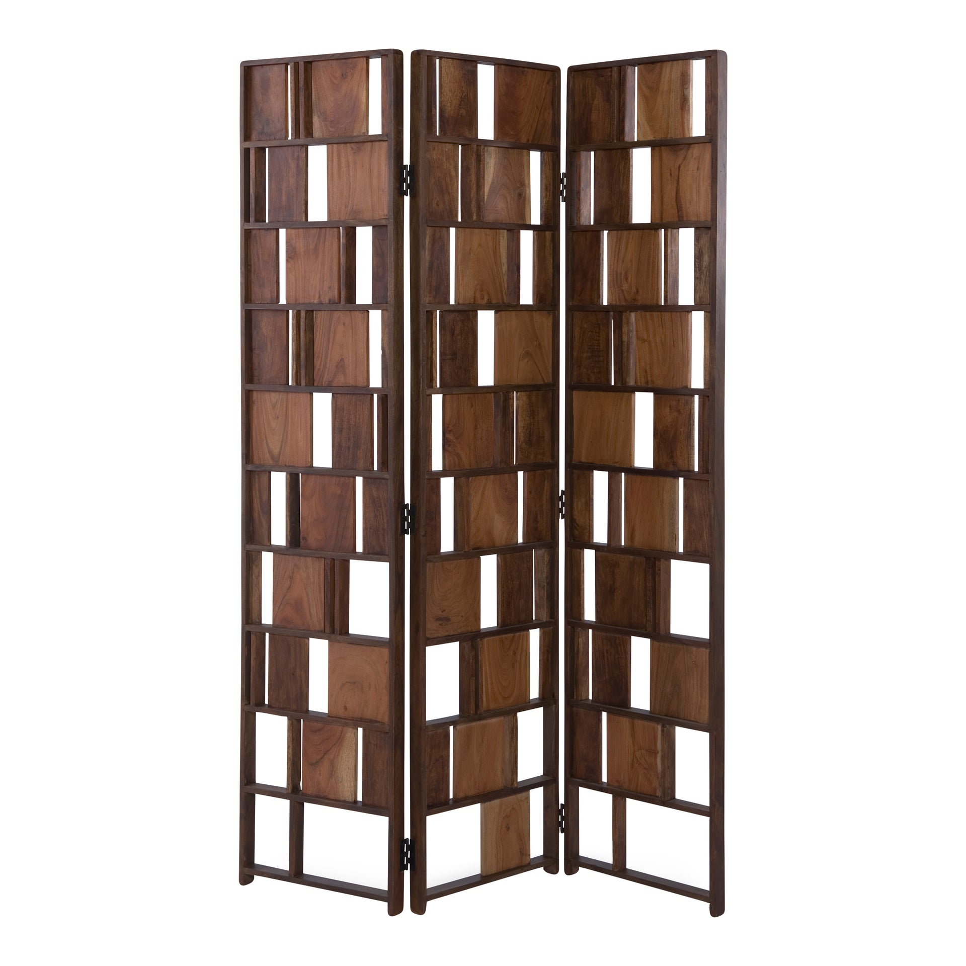 Dashiell, Large Screen with Solid Acacia and Metal Frame, Brown