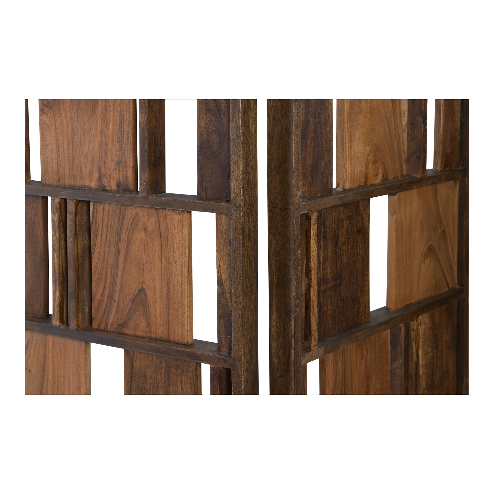 Dashiell, Large Screen with Solid Acacia and Metal Frame, Brown