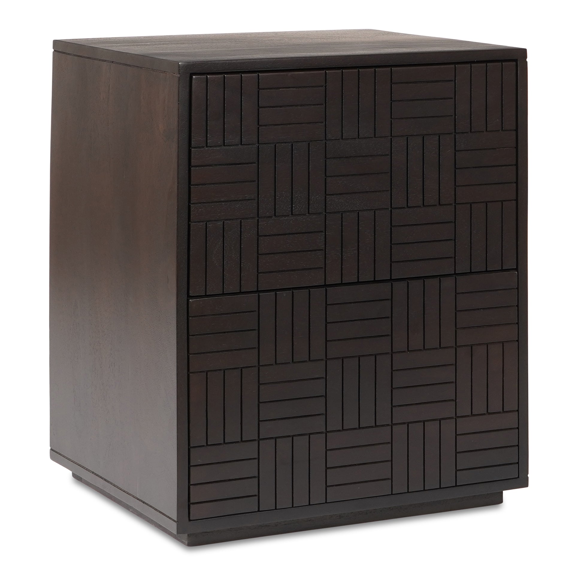Frankie, Nightstand, Solid Mango Wood, Felt Lined Drawers, Dark Brown