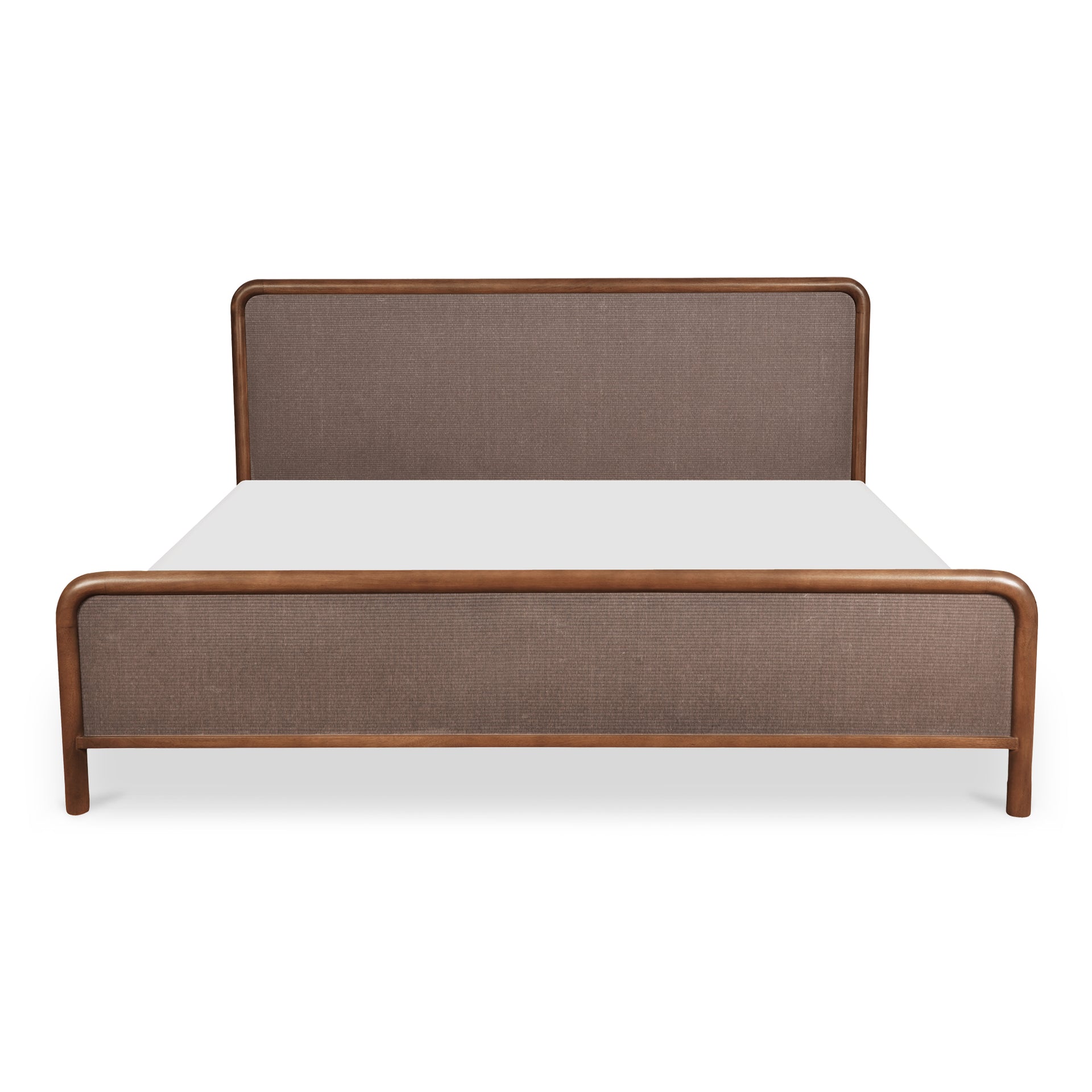 West Queen Bed, Solid Mango Wood Frame with Tatami Mat Headboard, Contemporary Design, No Box Spring Required, Warm Brown