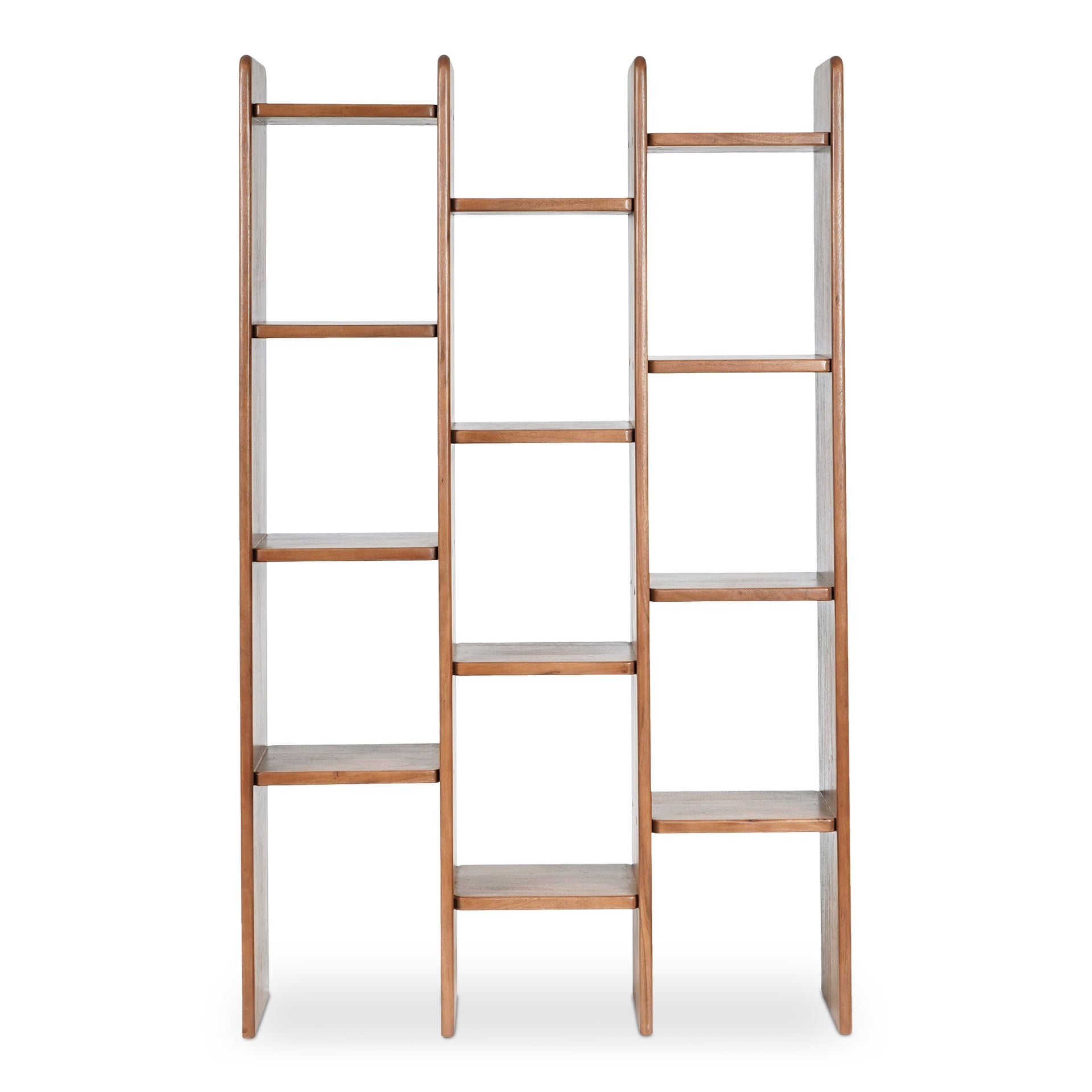 Orley, Bookcase, Solid Acacia Wood with Dowel Joint Joinery, 12 Shelves, Kiln-Dried, Brown