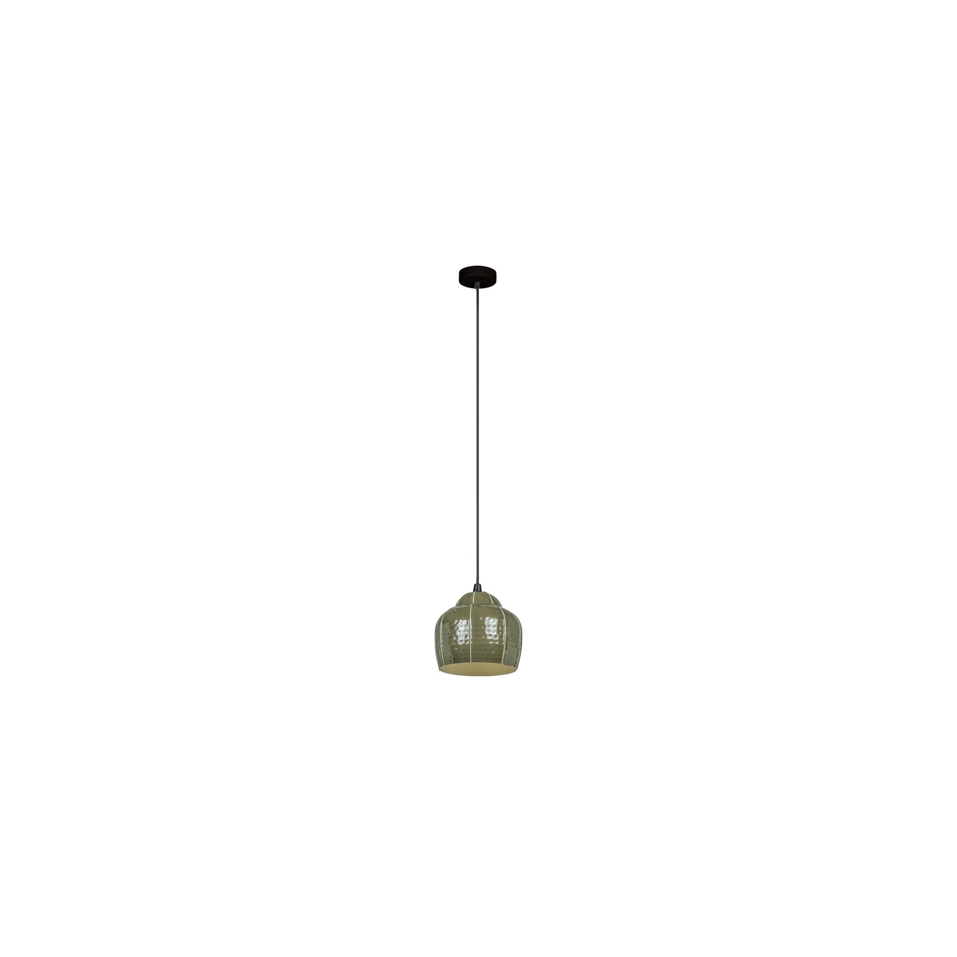 Colette Pendant Lamp, Steel, Textured Organic Finish, Torso-Like Sculptural Form, Vertical Contrast Detail, Green
