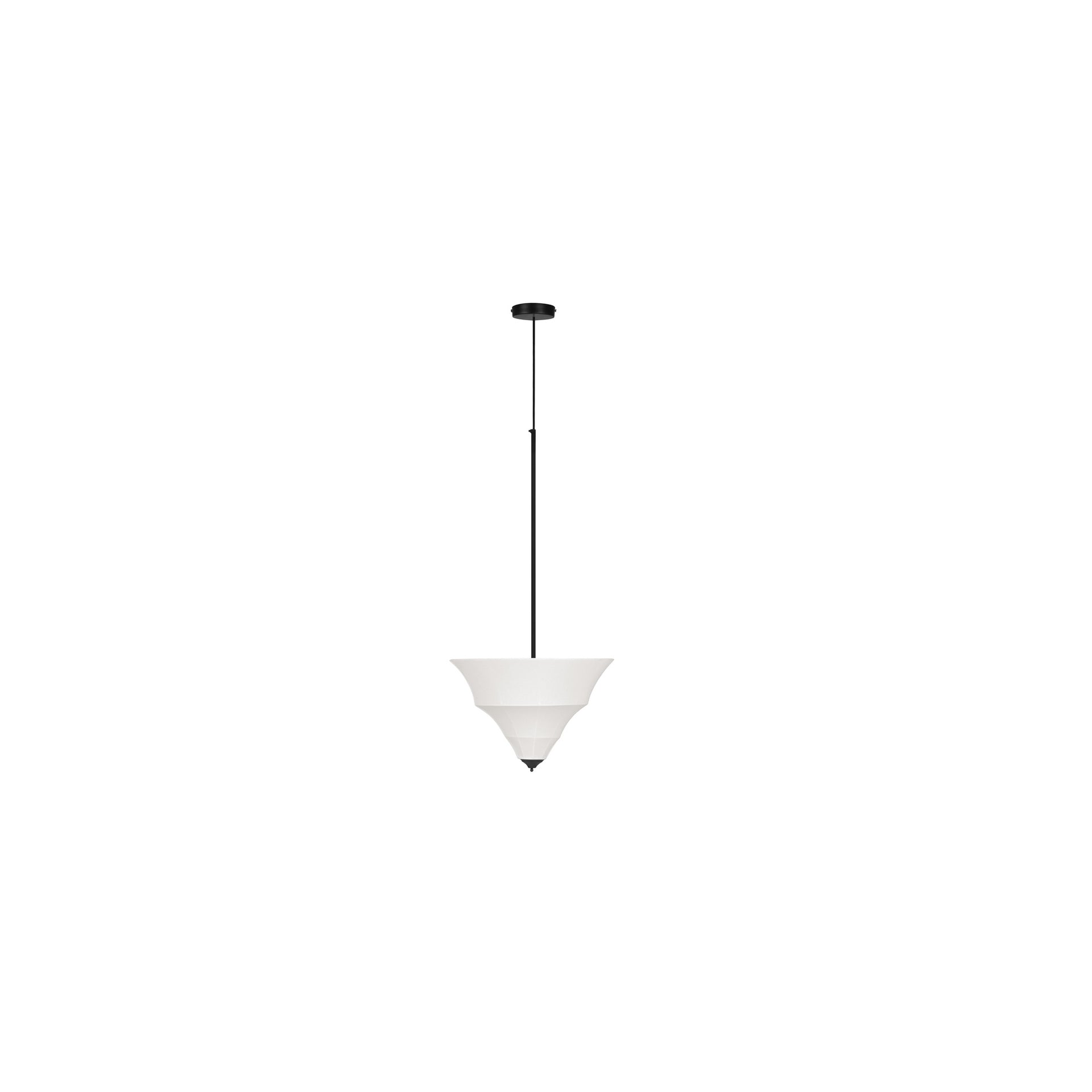 Violet Small Pendant Lamp, Tiered Sheer Cotton Shade, Steel Frame, Art Deco Inspired, Hanging Hardware Included, White