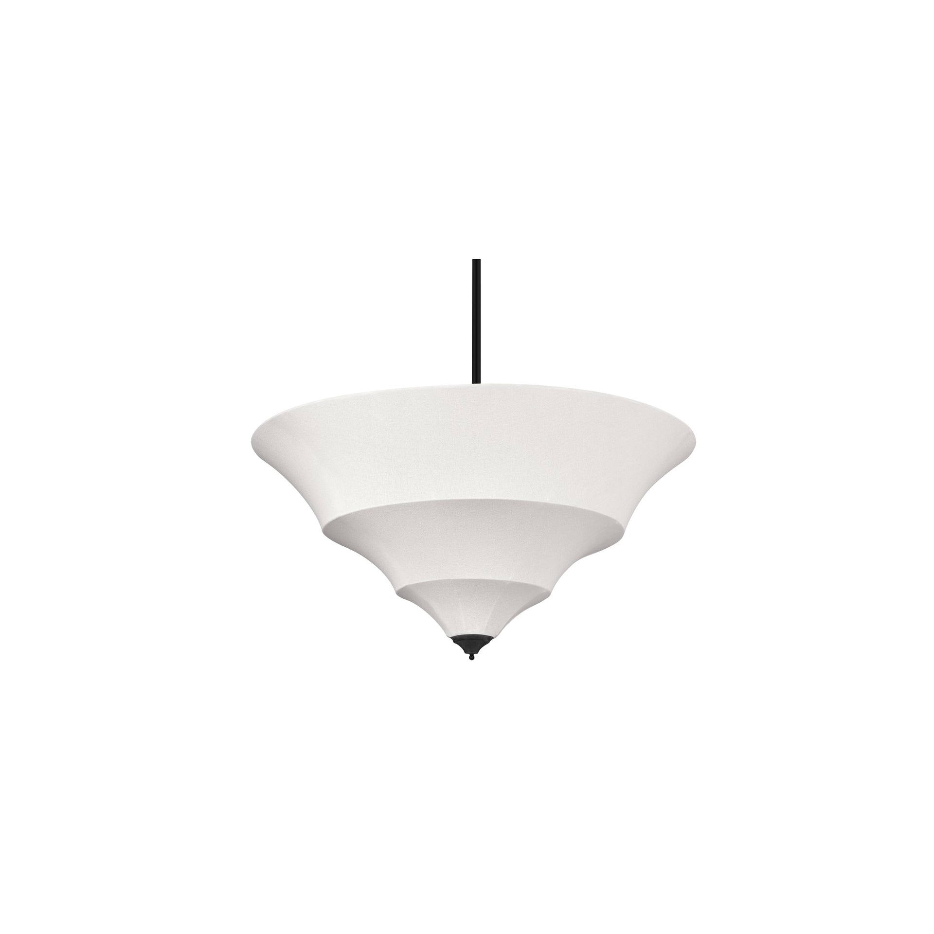 Violet Large Pendant Lamp, Tiered Sheer Cotton Shade, Steel Frame, Art Deco Inspired, Hanging Hardware Included, White
