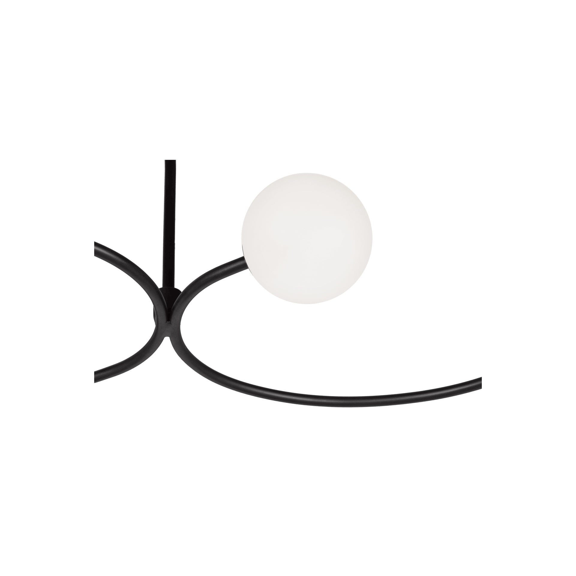 Iris Pendant Lamp, Glass and Steel, Four-Globe Sculptural Design, Wave-Like Crossed Arms, White