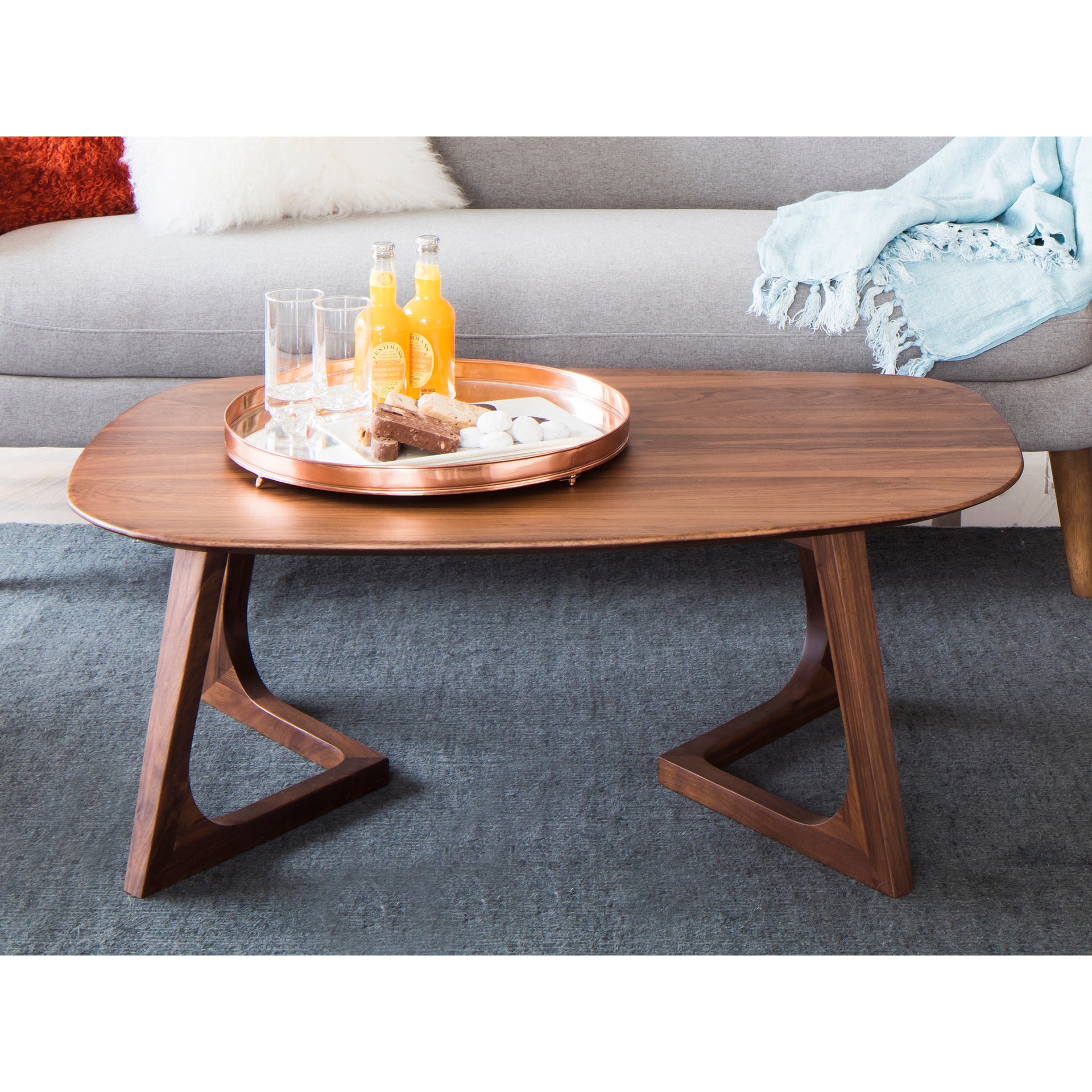 Carina, Coffee Table Sculptural Base Solid Walnut, Brown