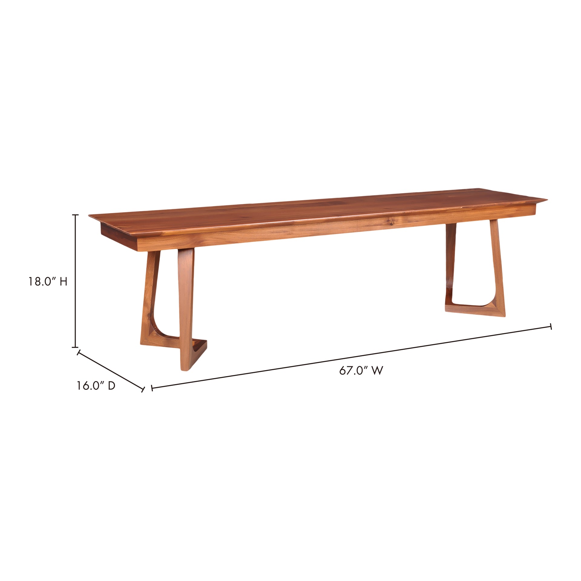 Carina Bench, Solid Walnut Construction, Seats 4, Brown Finish