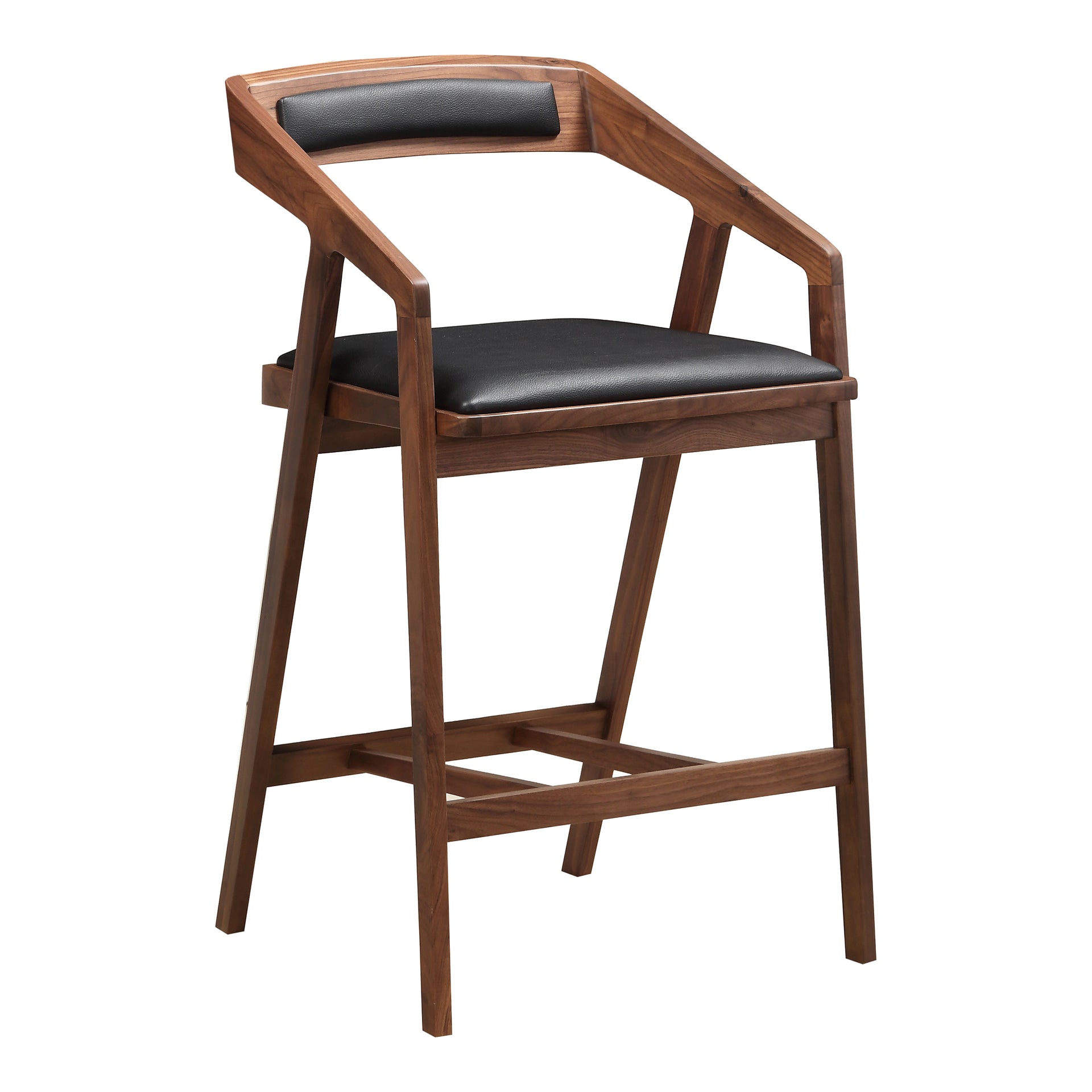 Nia, Counter Stool Mid-Century Modern Solid American Walnut Frame, Brown