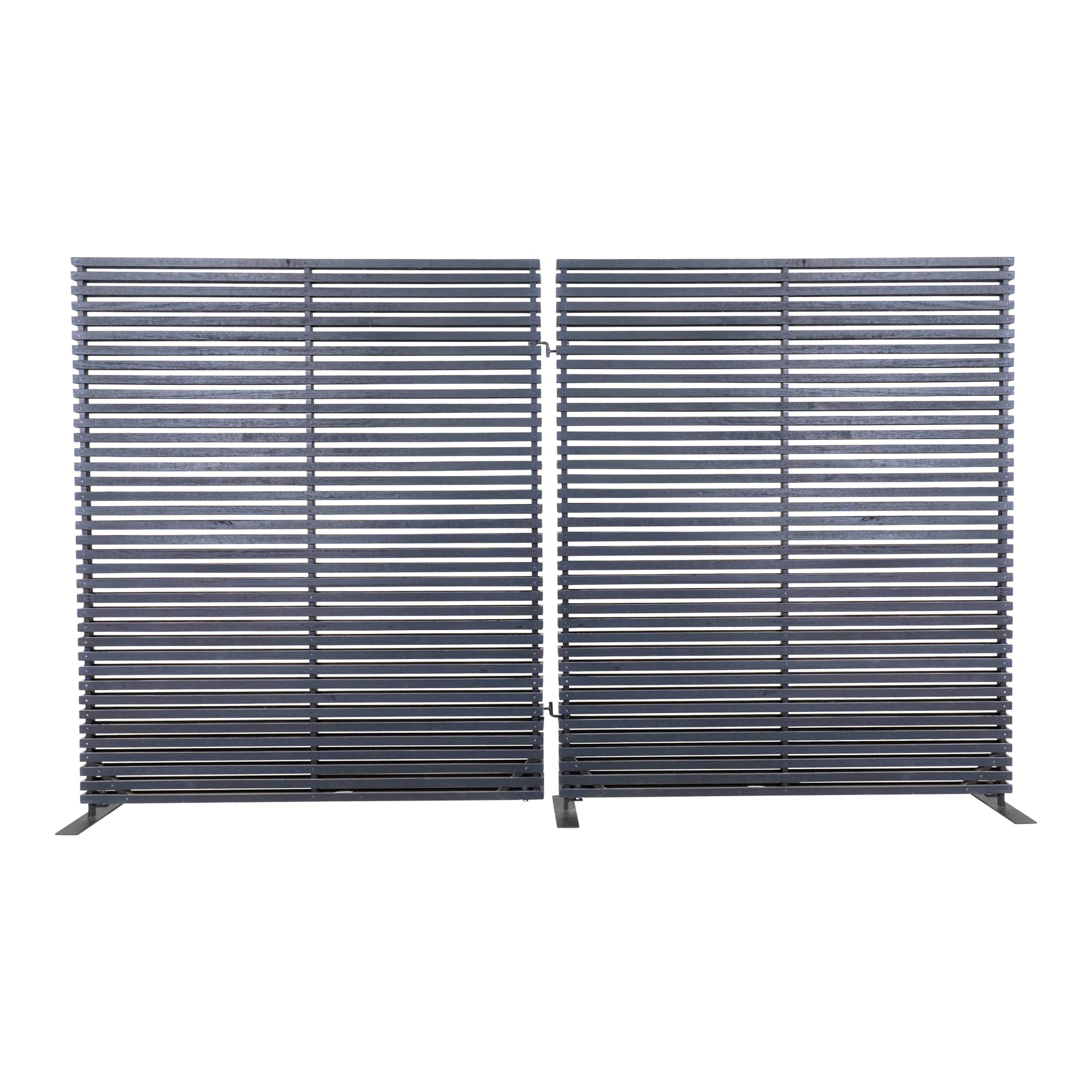 Elara, Screen with Natural Black Hardwood Slats, Sturdy Aluminum Build, Black