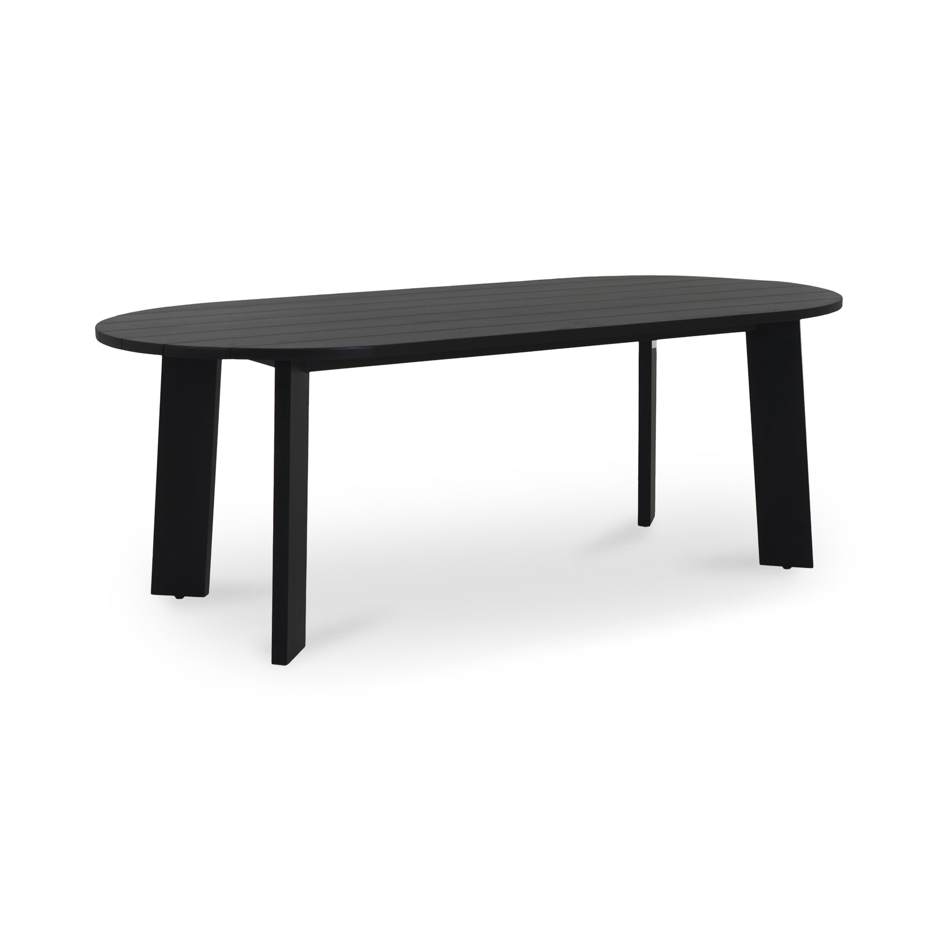 Anea Outdoor Dining Table, Solid Teak, Black Finish, Oval, Seats 8
