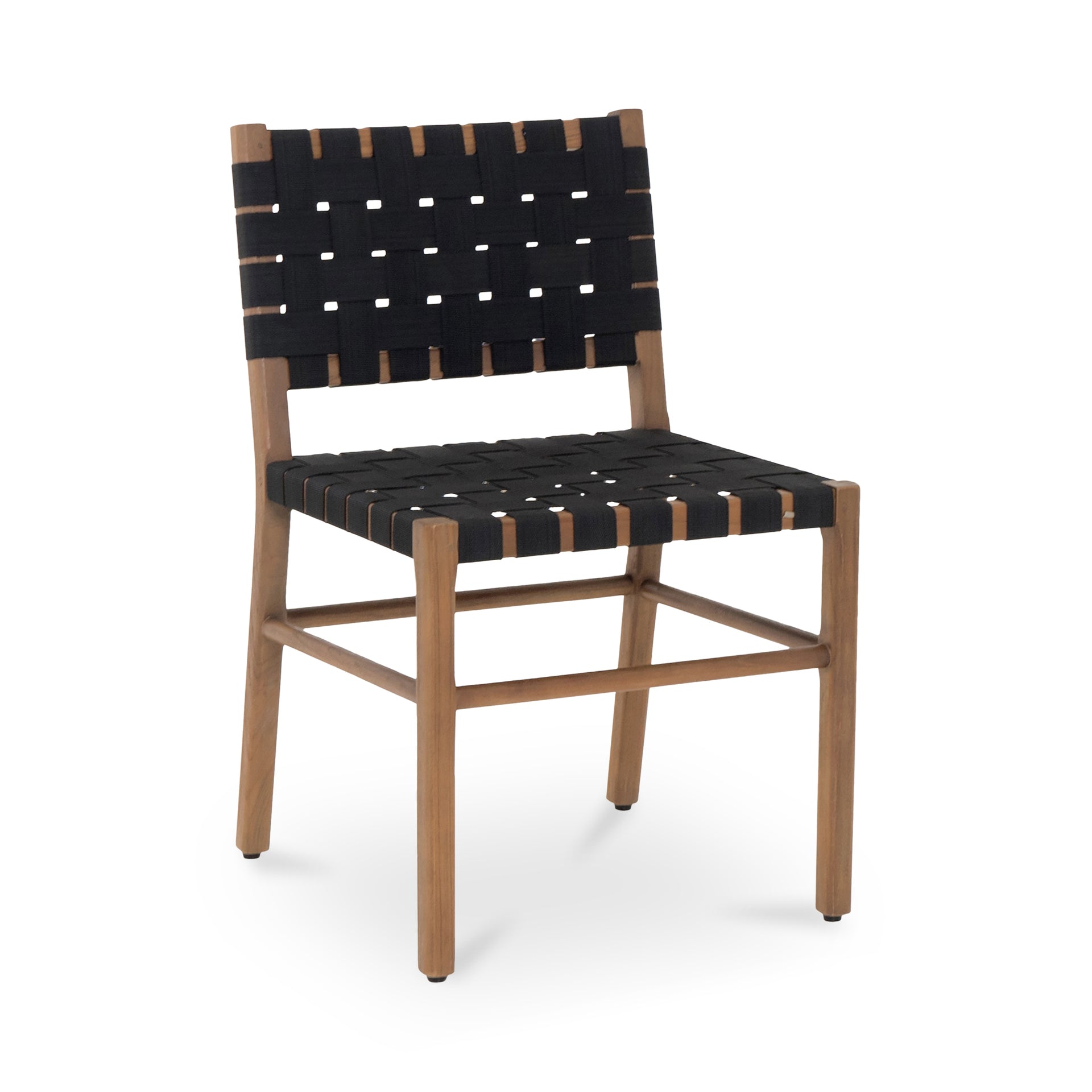 Kieran Dining Chair, Solid Teak Frame, Webbing Strap Seat, Indoor/Outdoor Use, Black