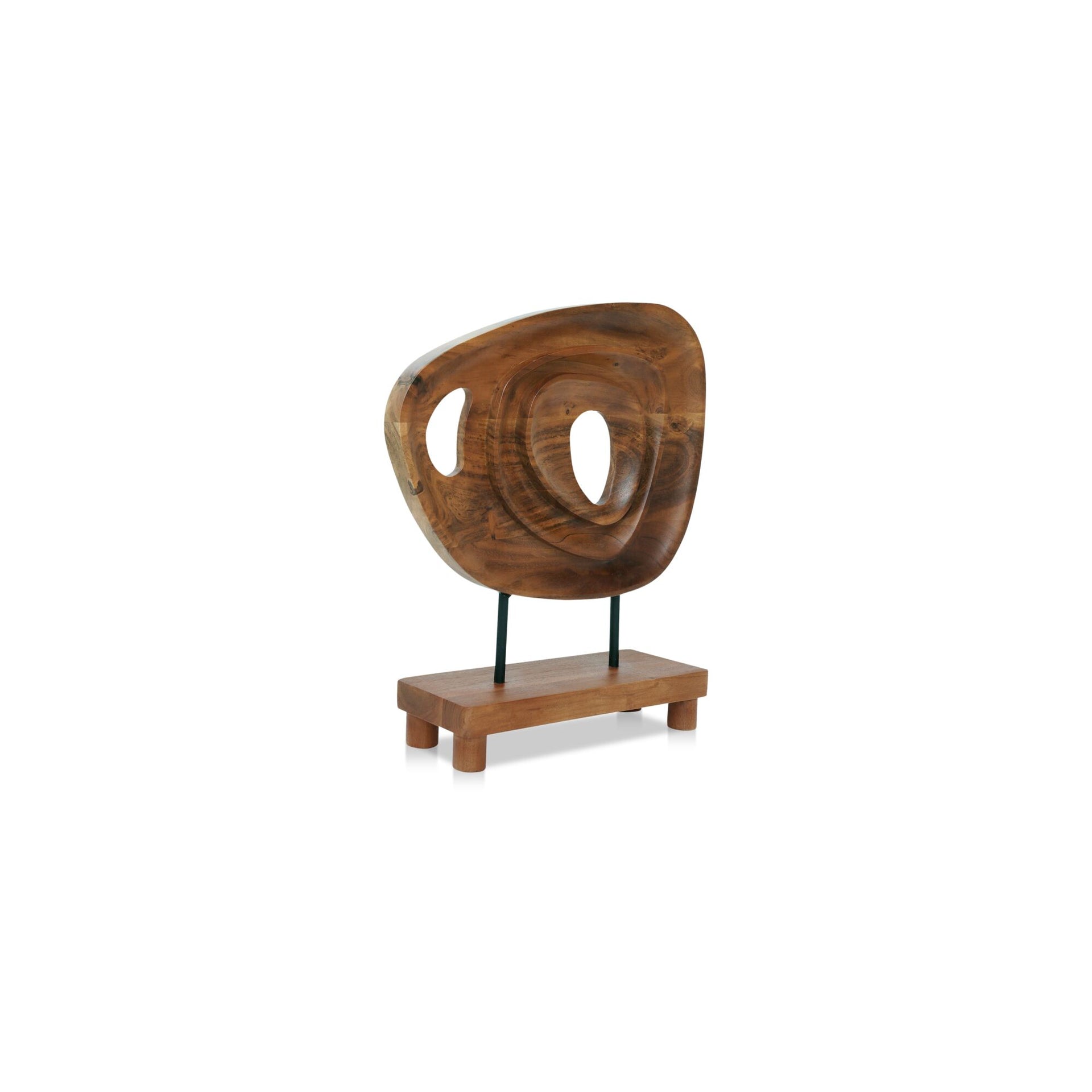 Fioren Sculpture, Organic Freeform Solid Acacia, Natural Finish, Brown