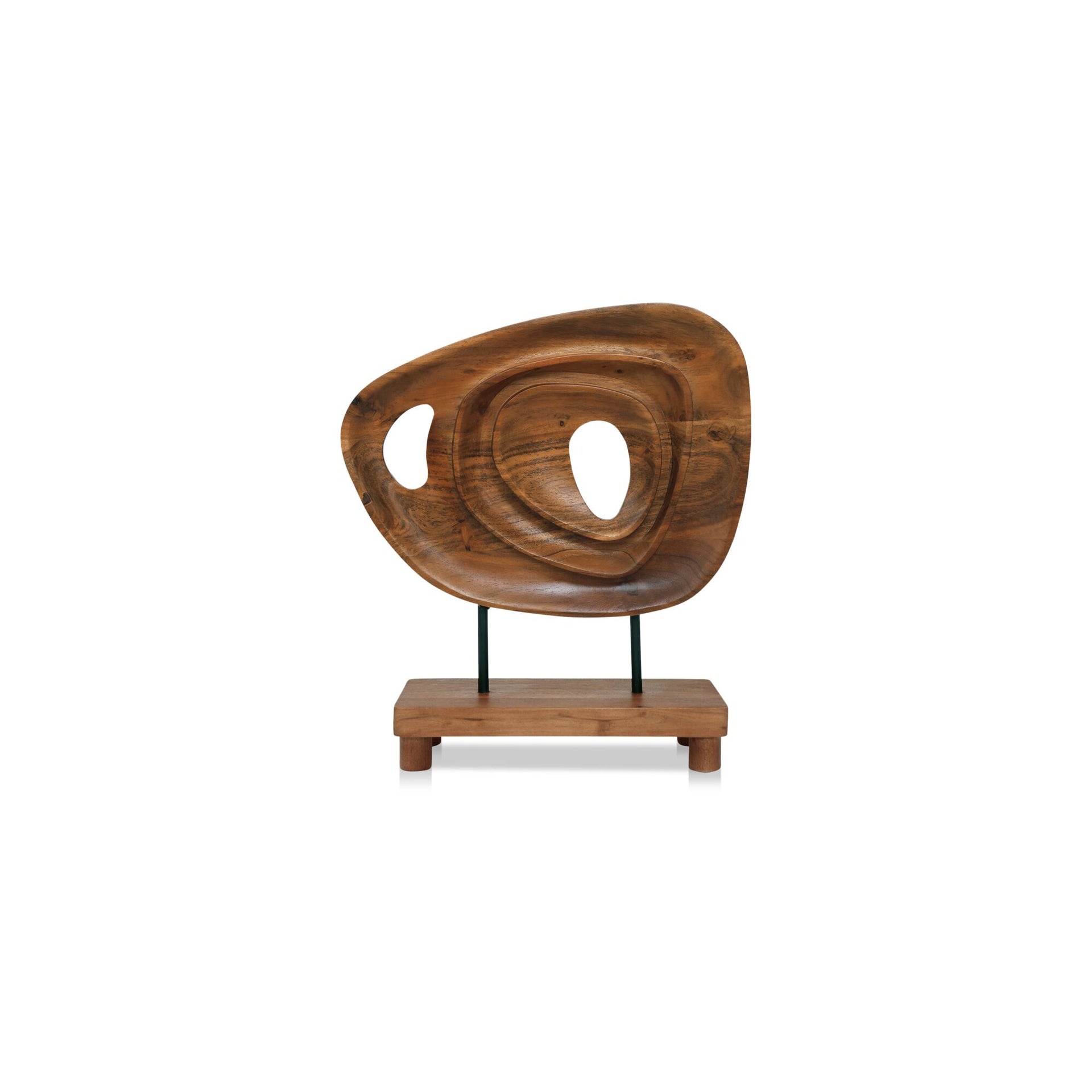 Fioren Sculpture, Organic Freeform Solid Acacia, Natural Finish, Brown
