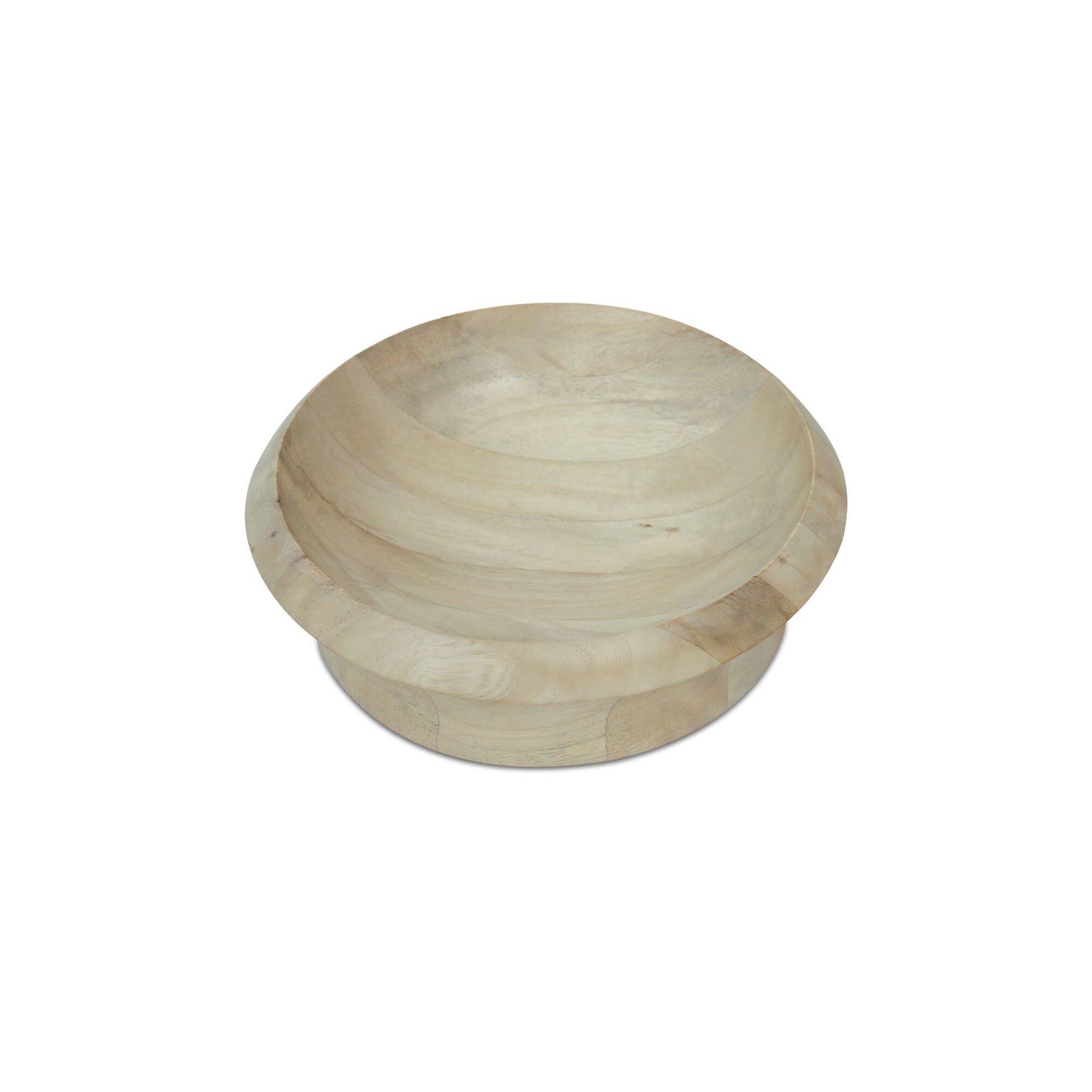 Maressa Bowl, Round Solid Mango Wood, White-Wash Finish, Natural