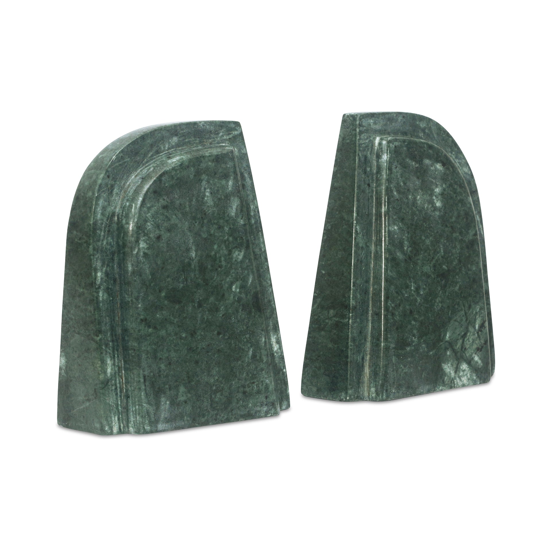 Torsten Tabletop Accent, Rectangular, Green Marble, Sculptural Bookend Pair, Green - Set of 2