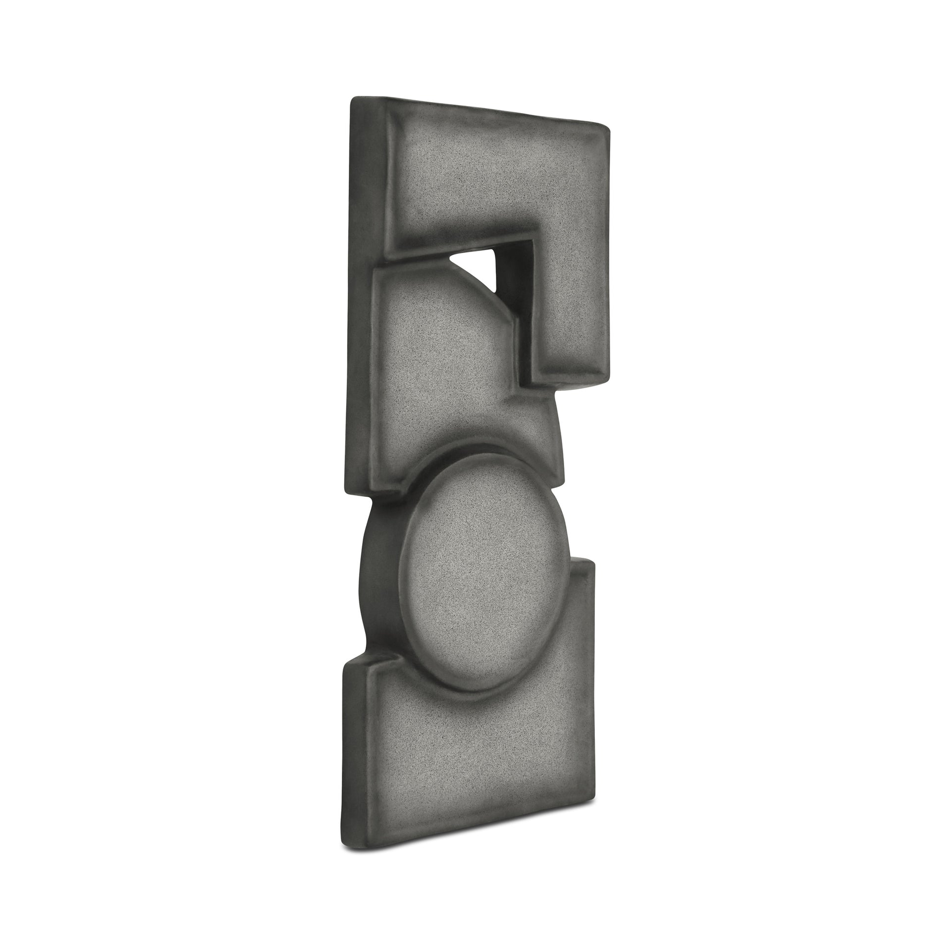 Barnett Wall Sculpture, Rectangular, Ecomix and MDF, Geometric Shapes, Hang-Ready Hardware, Charcoal Grey